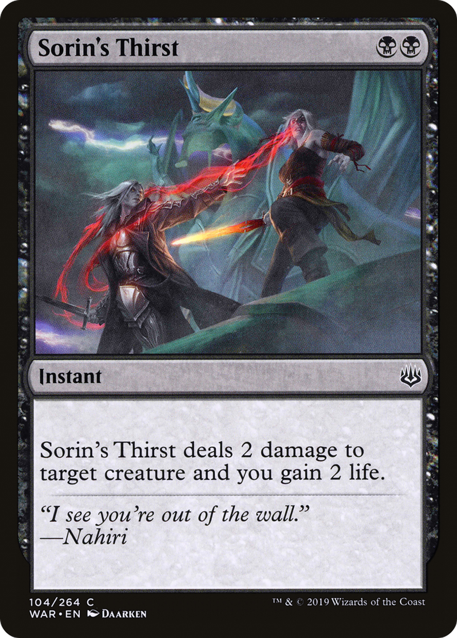 Soif de Sorin — War of the Spark — Magic: The Gathering