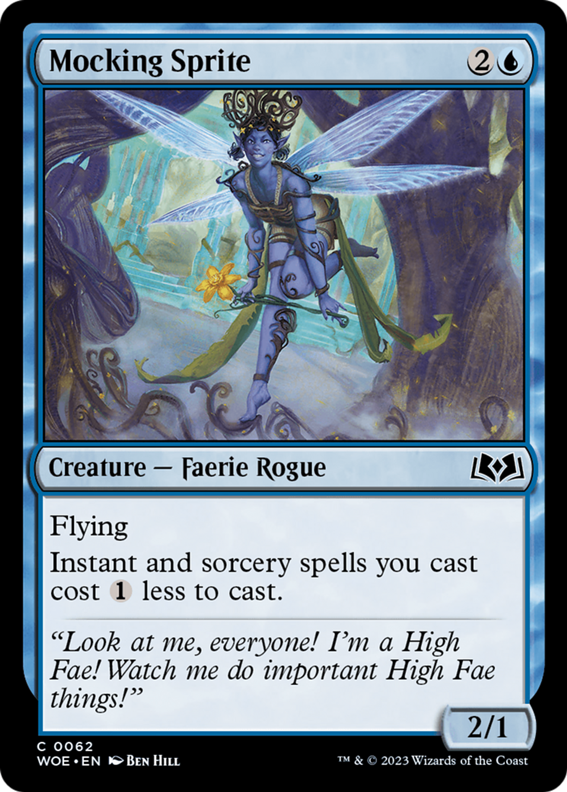 Mocking Sprite — Wilds of Eldraine — Magic: The Gathering