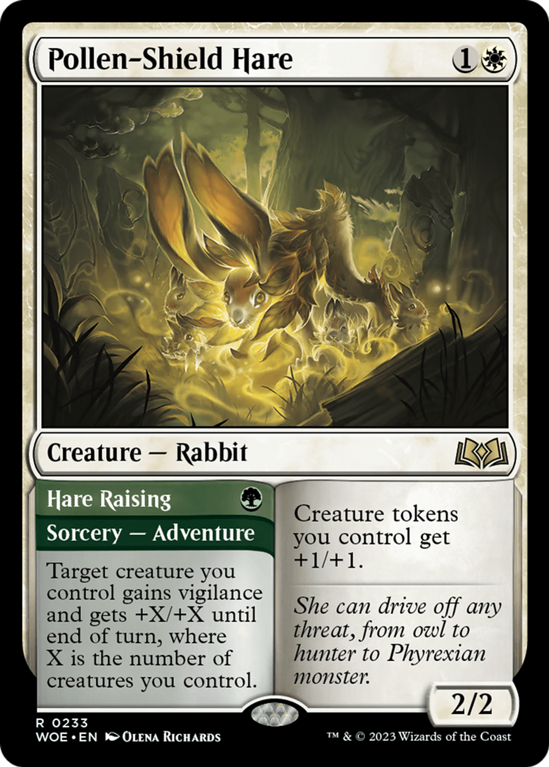 Lièvre au bouclier de pollen // Courir deux lièvres — Wilds of Eldraine — Magic: The Gathering