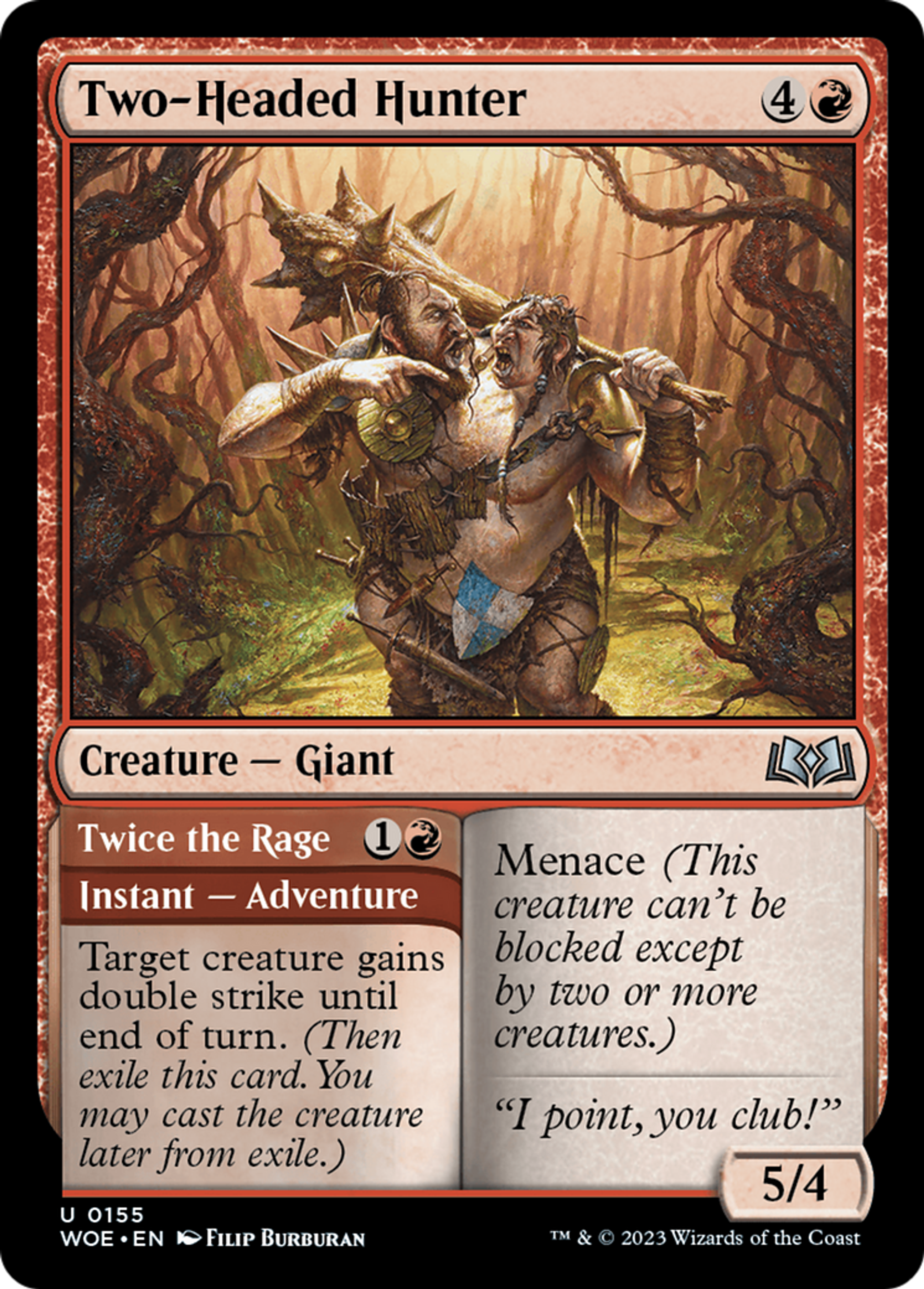 Two-Headed Hunter // Twice the Rage — Wilds of Eldraine — Magic: The Gathering