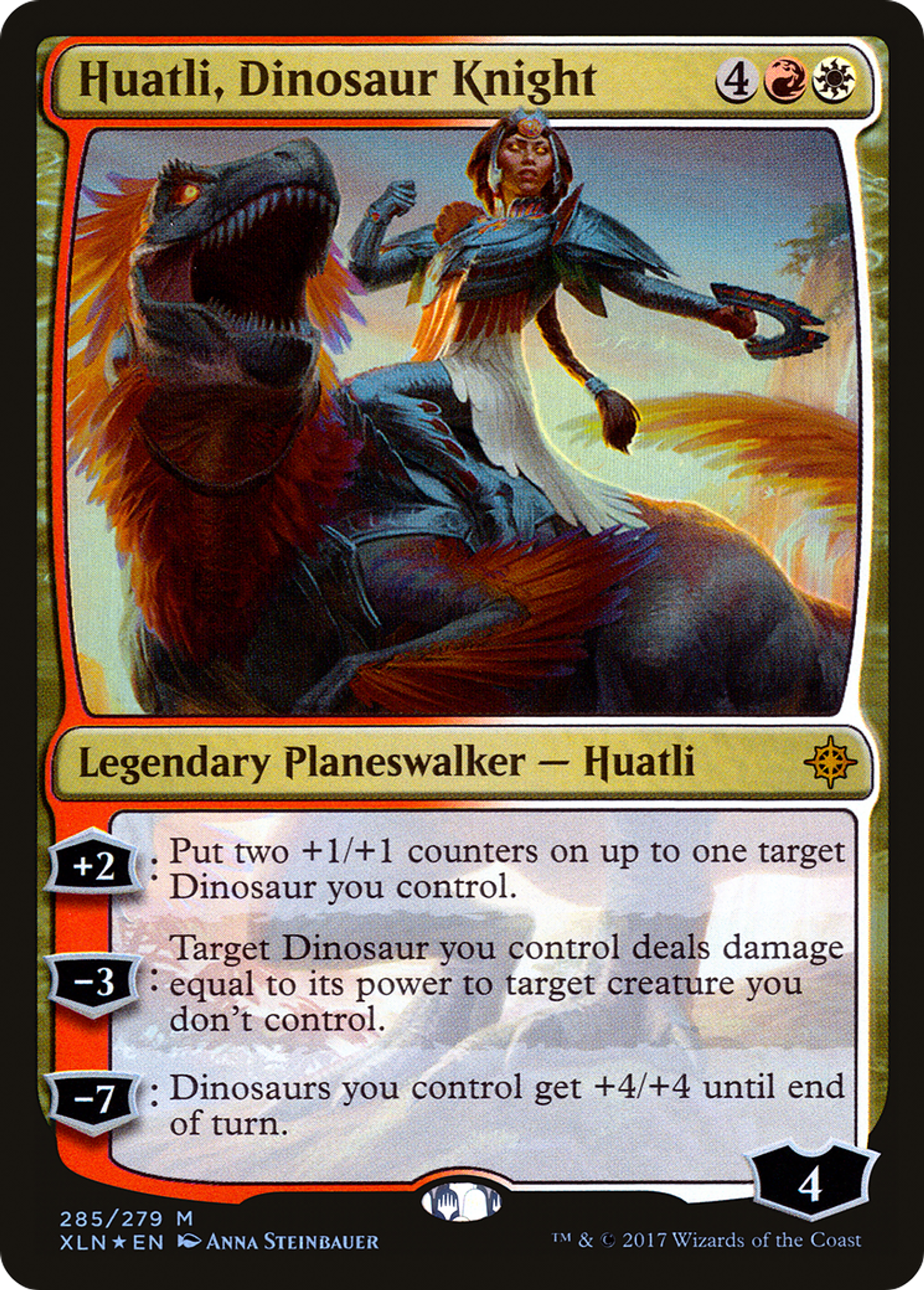 Huatli, Dinosaur Knight — Ixalan — Magic: The Gathering