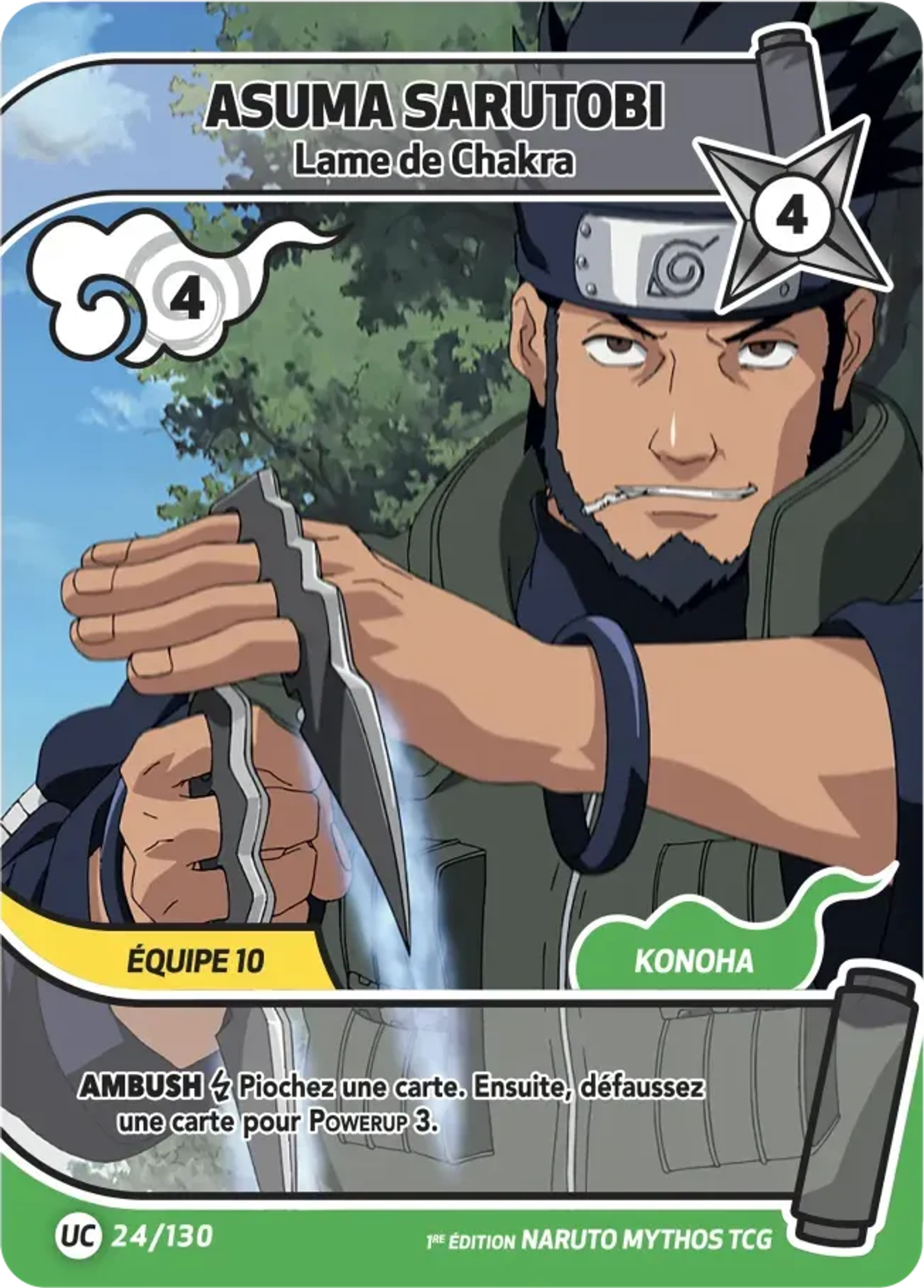 Asuma Sarutobi - Lame de Chakra — Konoha Shidō (2nd Edition) — Naruto Mythos TCG
