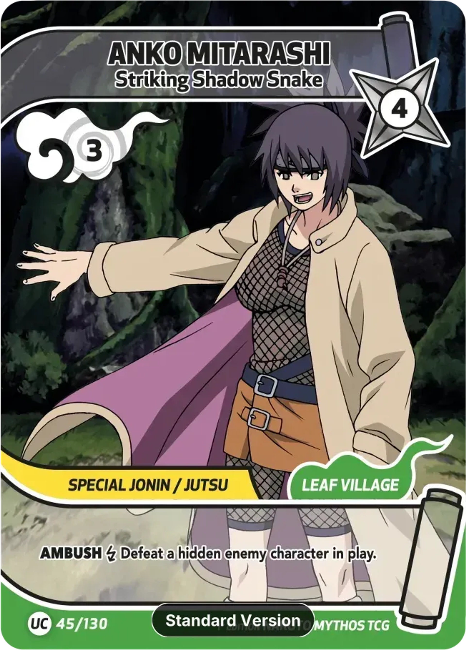Anko Mitarashi - La Poigne du Serpent Spectral — Konoha Shidō — Naruto Mythos TCG