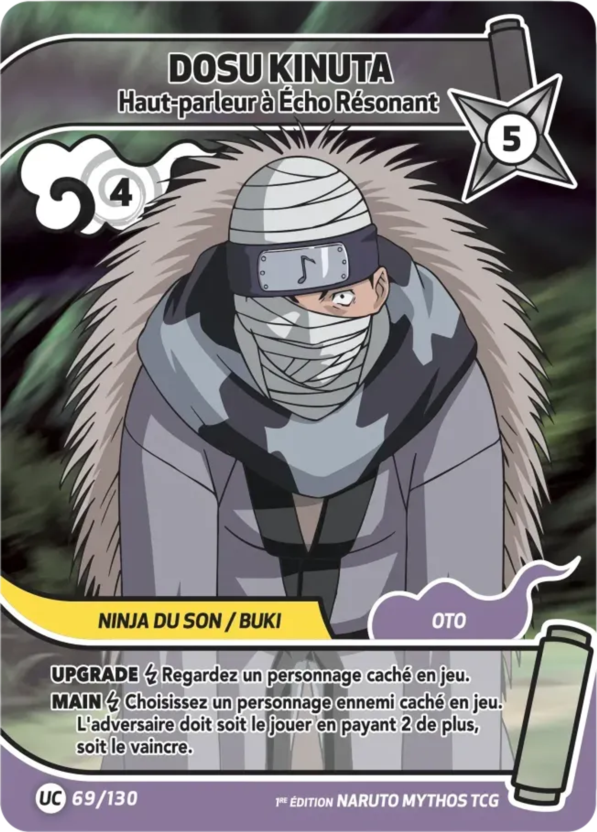 Dosu Kinuta - Haut-parleur à Écho Résonant — Konoha Shidō — Naruto Mythos TCG