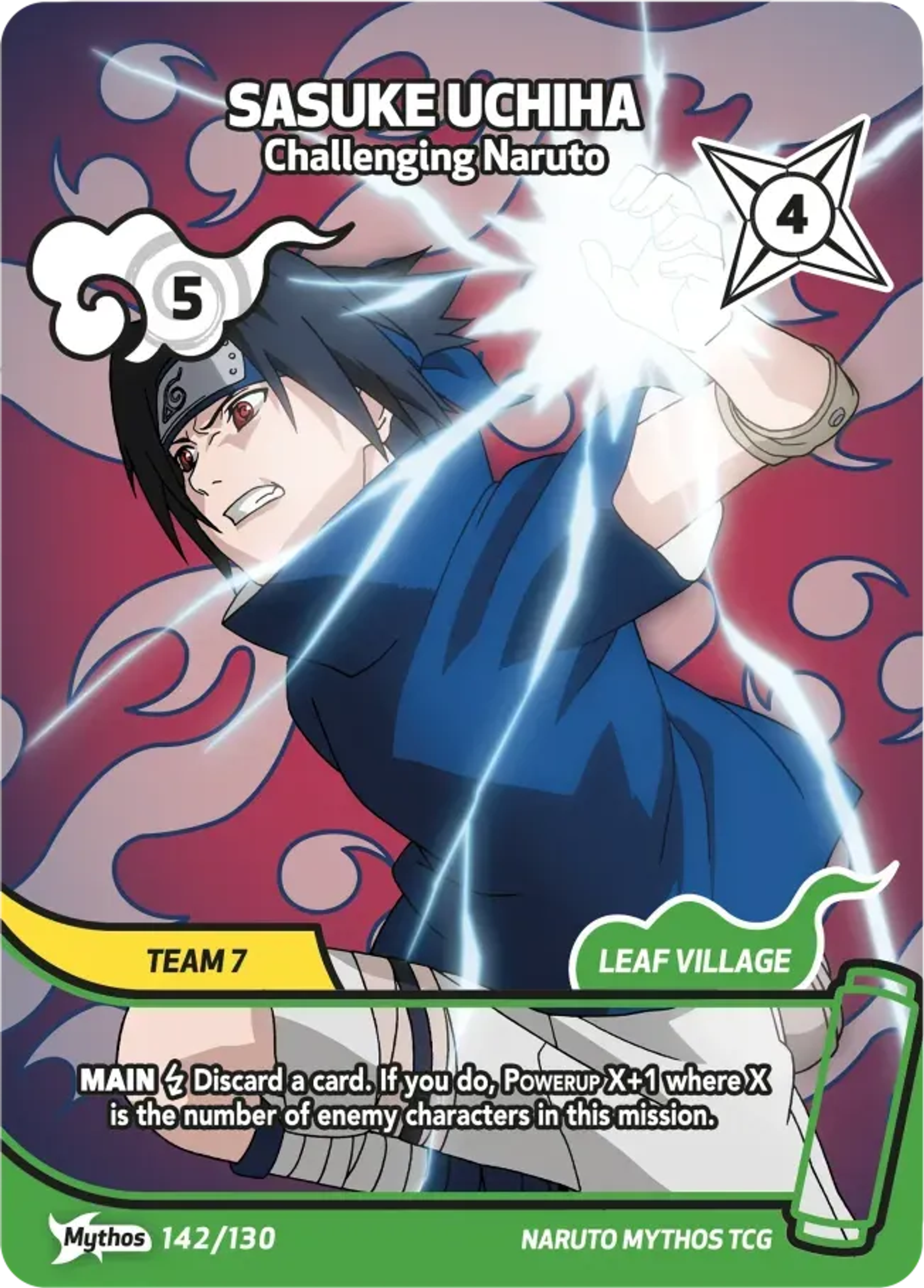 Sasuke Uchiwa - Défiant Naruto — Konoha Shidō — Naruto Mythos TCG