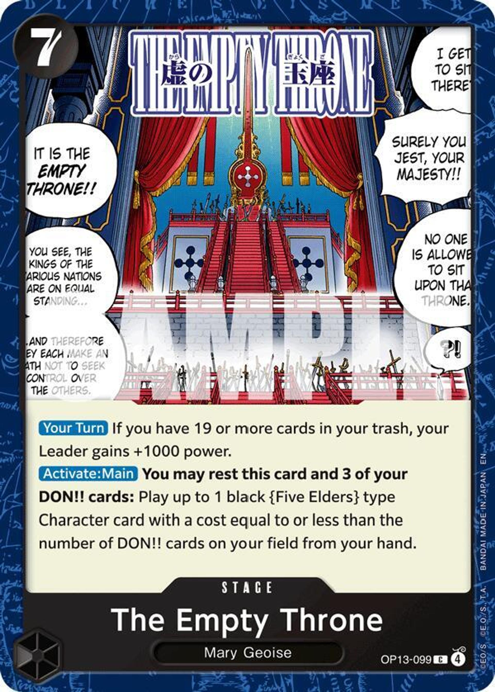 The Empty Throne — Carrying On His Will — One Piece Card Game