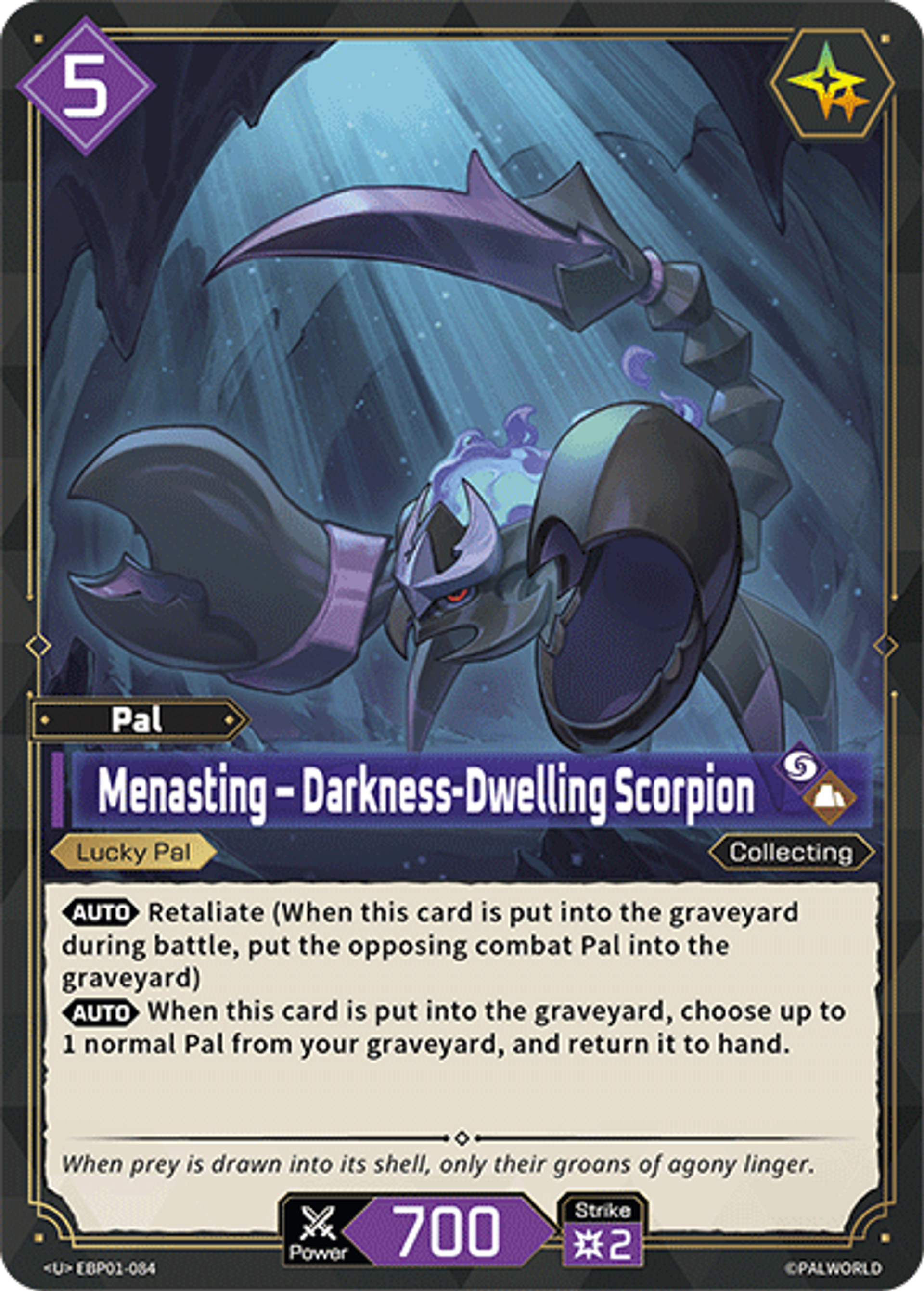 Menasting – Darkness-Dwelling Scorpion — Dawn of Palpagos — Palworld TCG