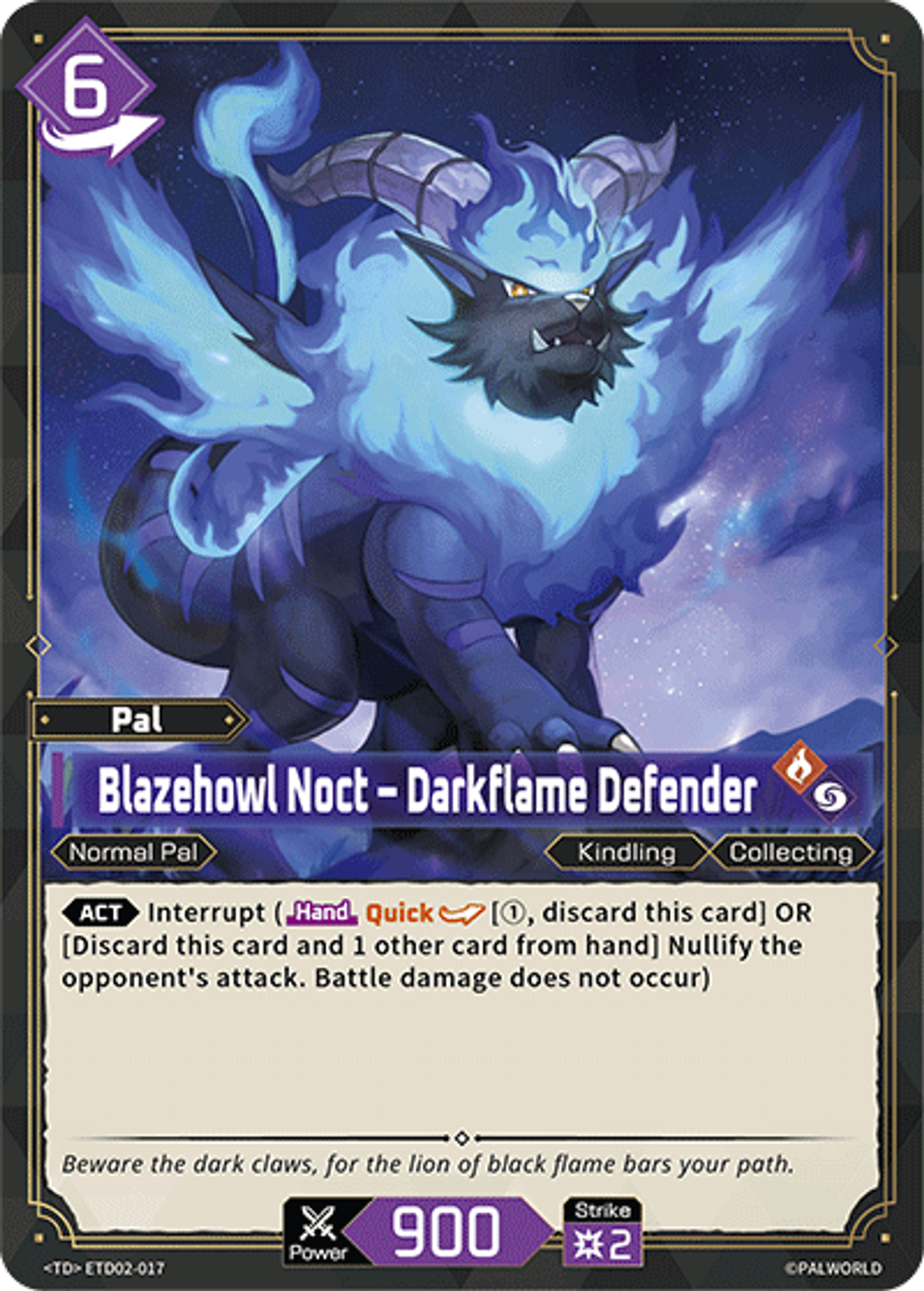 Blazehowl Noct – Darkflame Defender — Trial Deck: Dawn of Palpagos Green・Purple — Palworld TCG