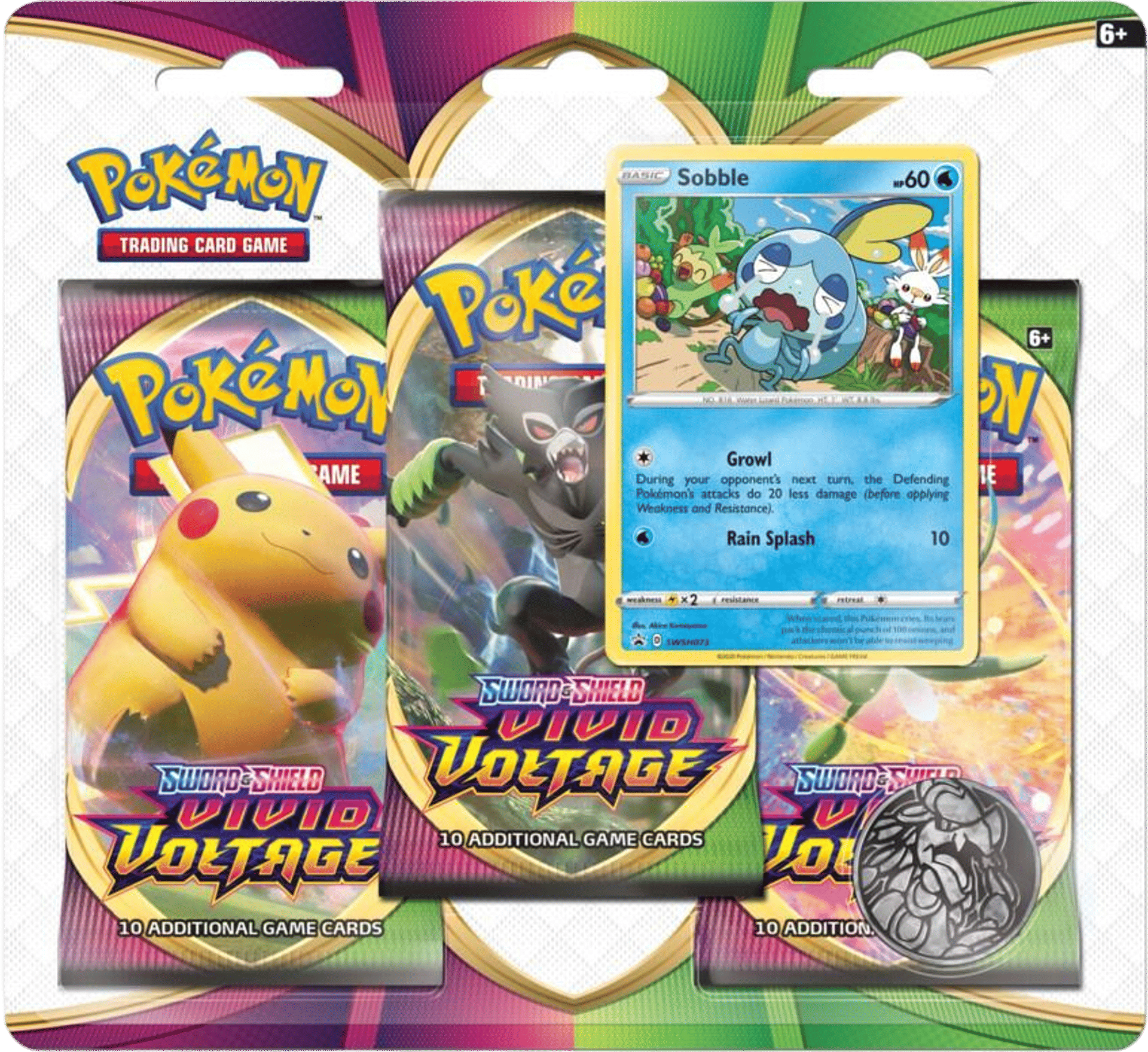 Vivid Voltage 3 Pack Blister [Sobble] — SWSH04: Vivid Voltage — Pokemon