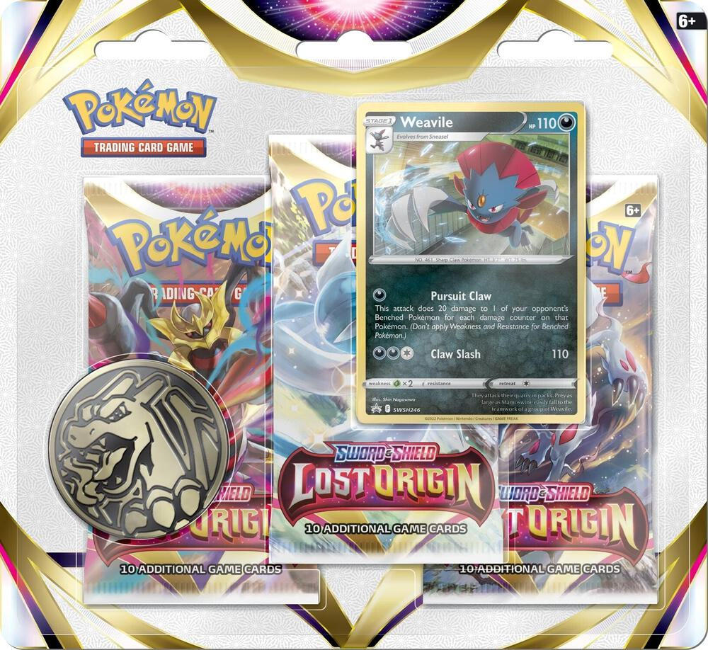 Lost Origin 3 Pack Blister [Weavile] — SWSH11: Lost Origin — Pokemon