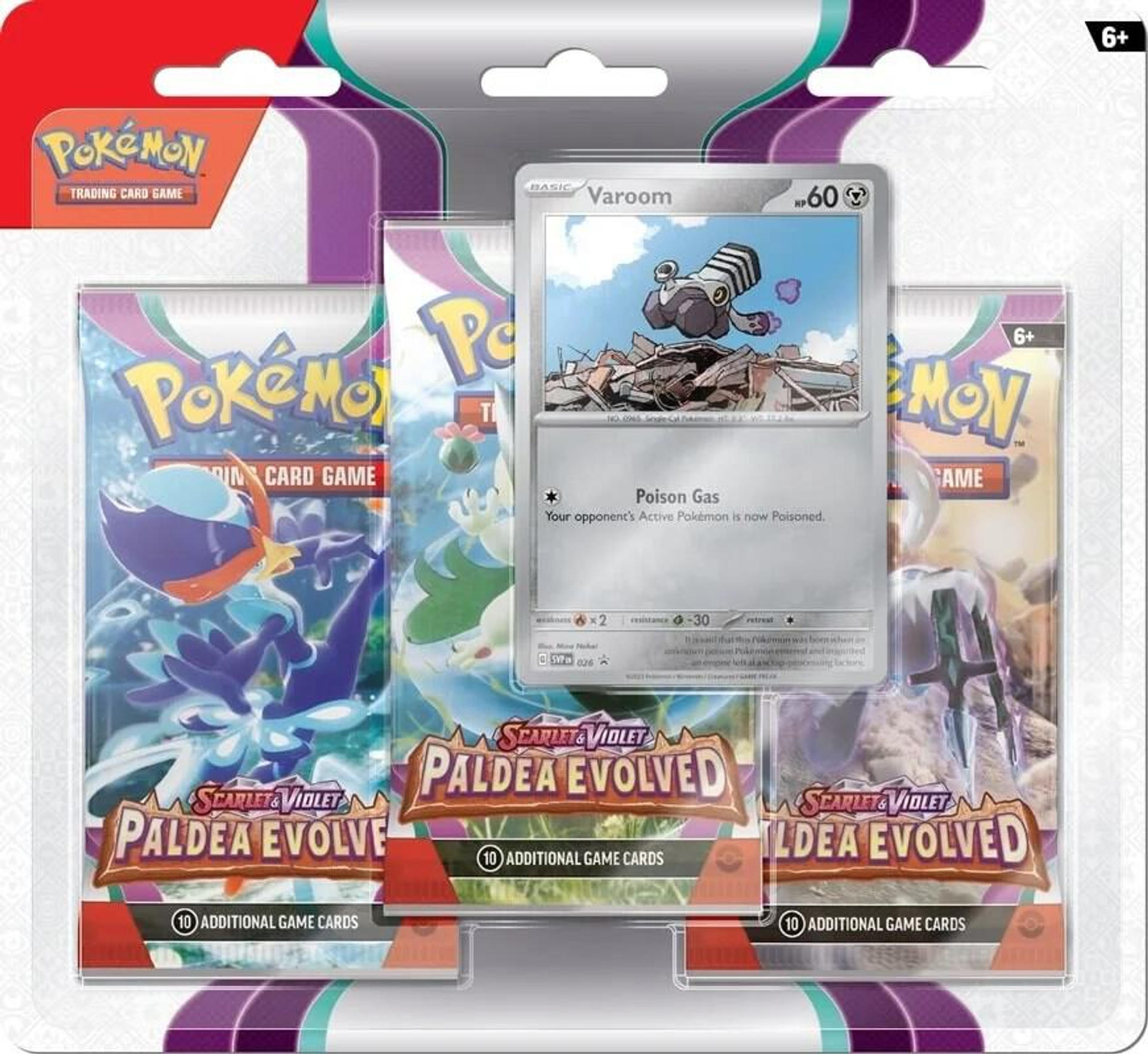 Paldea Evolved 3 Pack Blister [Varoom] — SV02: Paldea Evolved — Pokemon