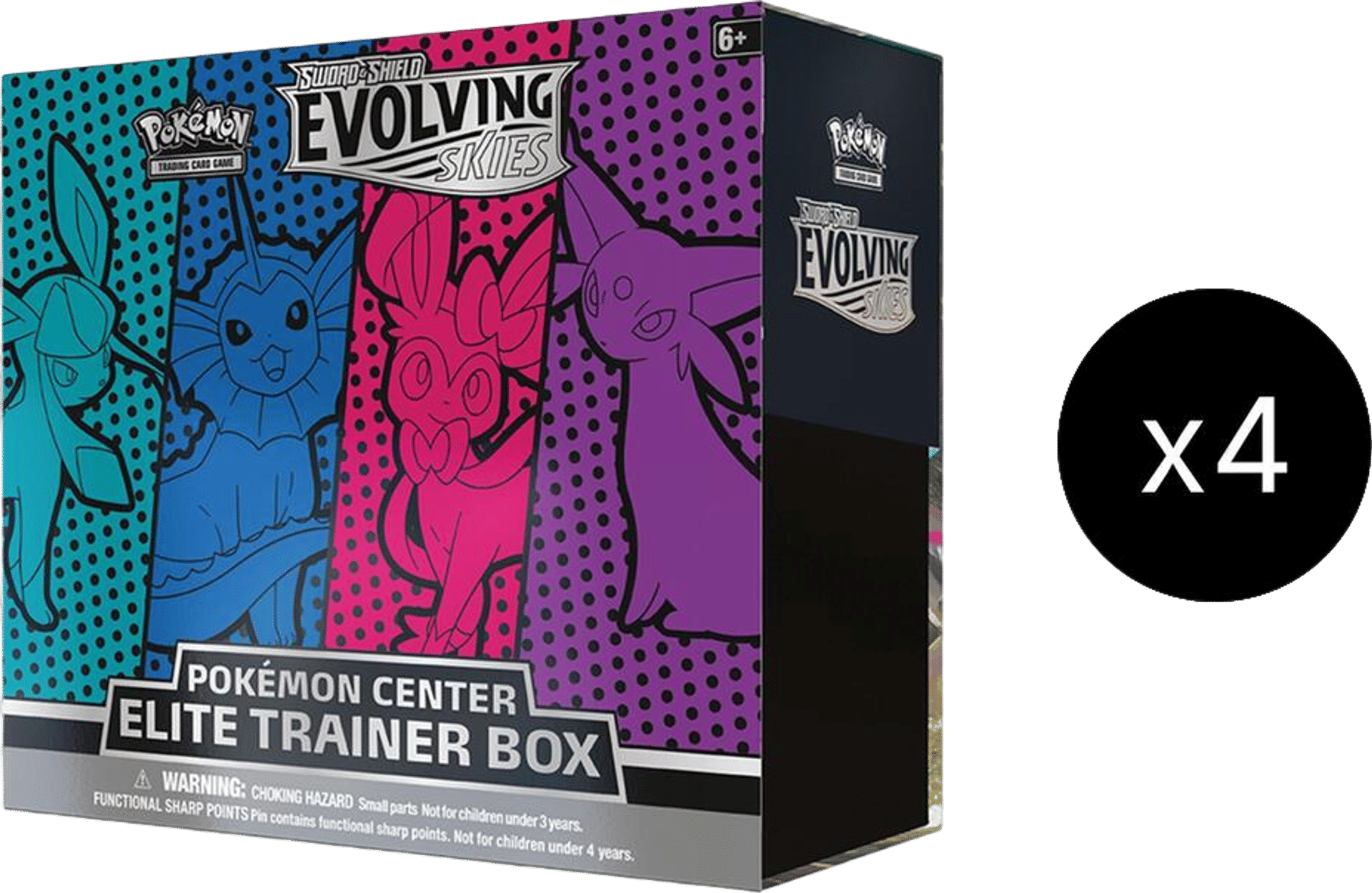 Product image for Evolving Skies Pokemon Center Elite Trainer Box Case [Glaceon/Vaporeon/Sylveon/Espeon] (Exclusive)