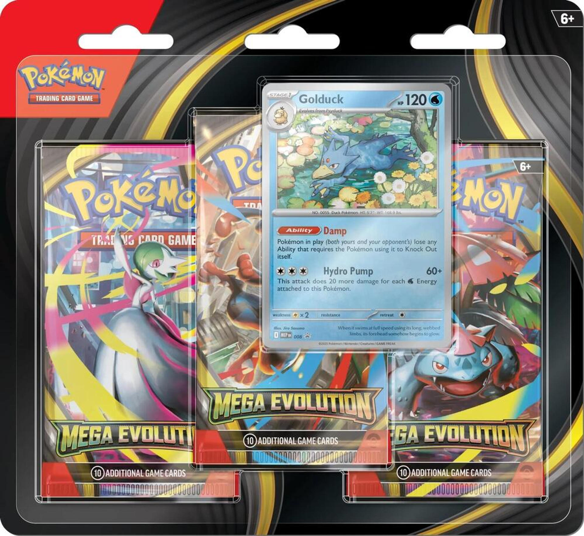 Mega Evolution 3 Pack Blister [Golduck] — ME01: Mega Evolution — Pokemon