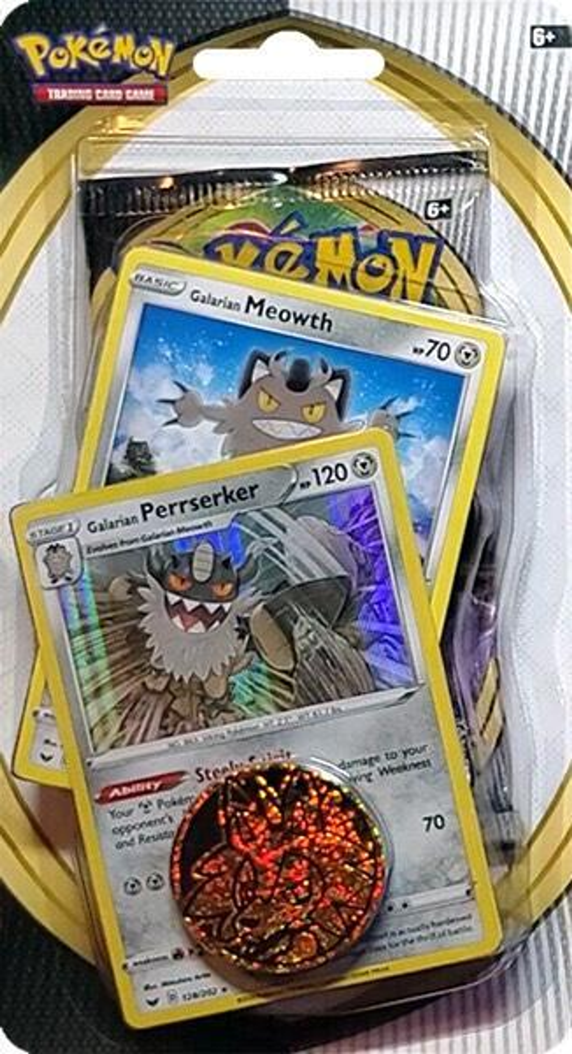 Product image for Sword & Shield Single Blister Pack [Galarian Meowth & Galarian Perrserker]