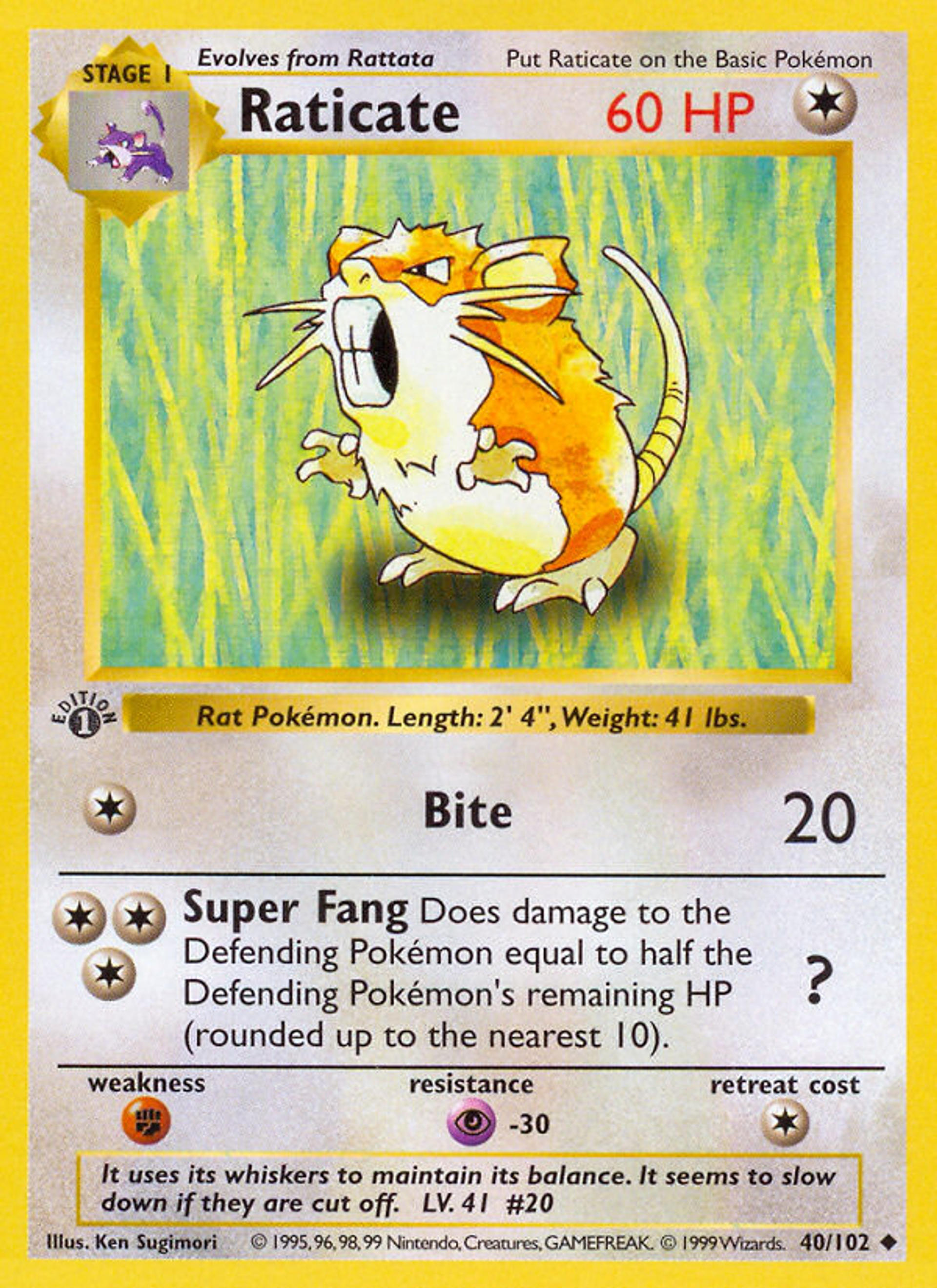 Raticate — Base Set (Shadowless) — Pokemon