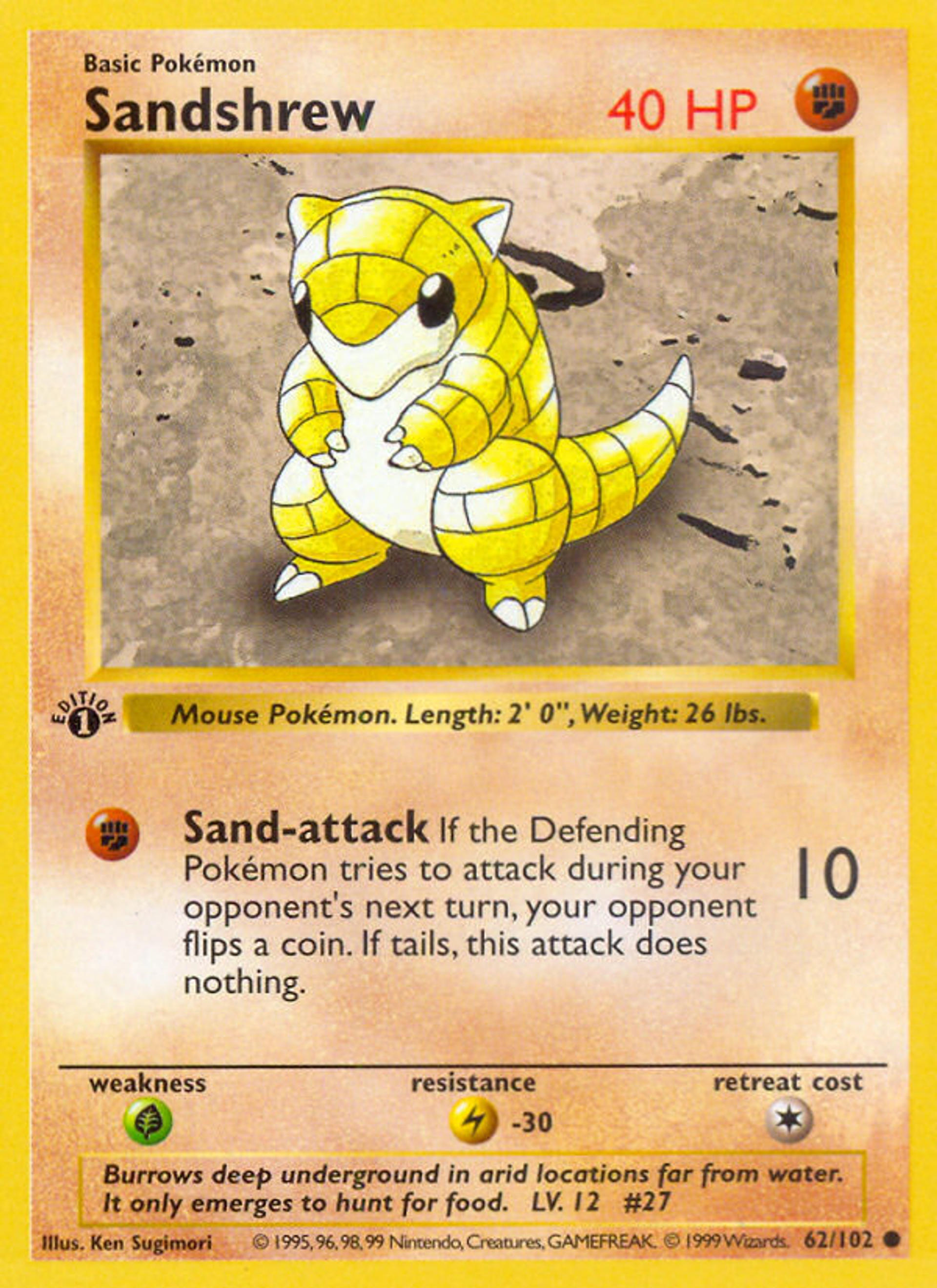 Sandshrew — Base Set (Shadowless) — Pokemon