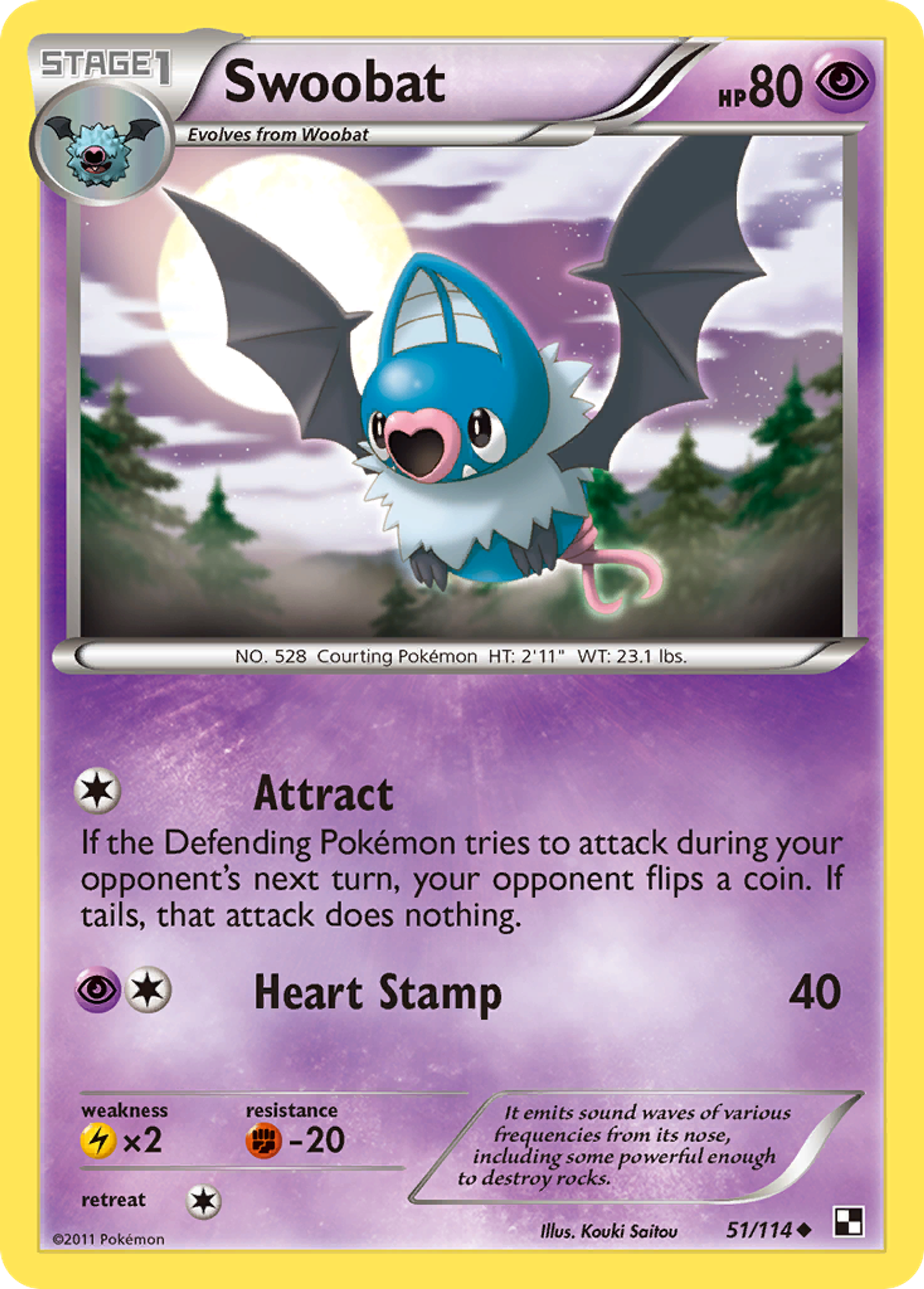 Swoobat — Black and White — Pokemon