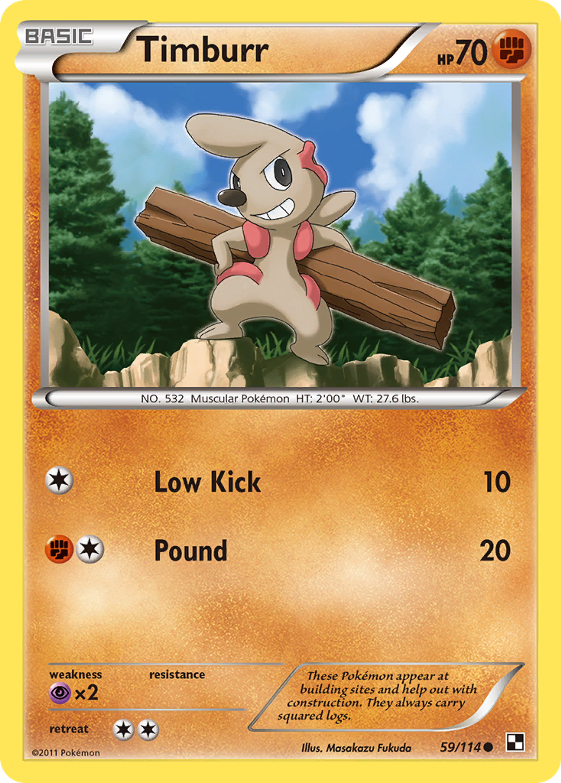 Timburr — Black and White — Pokemon