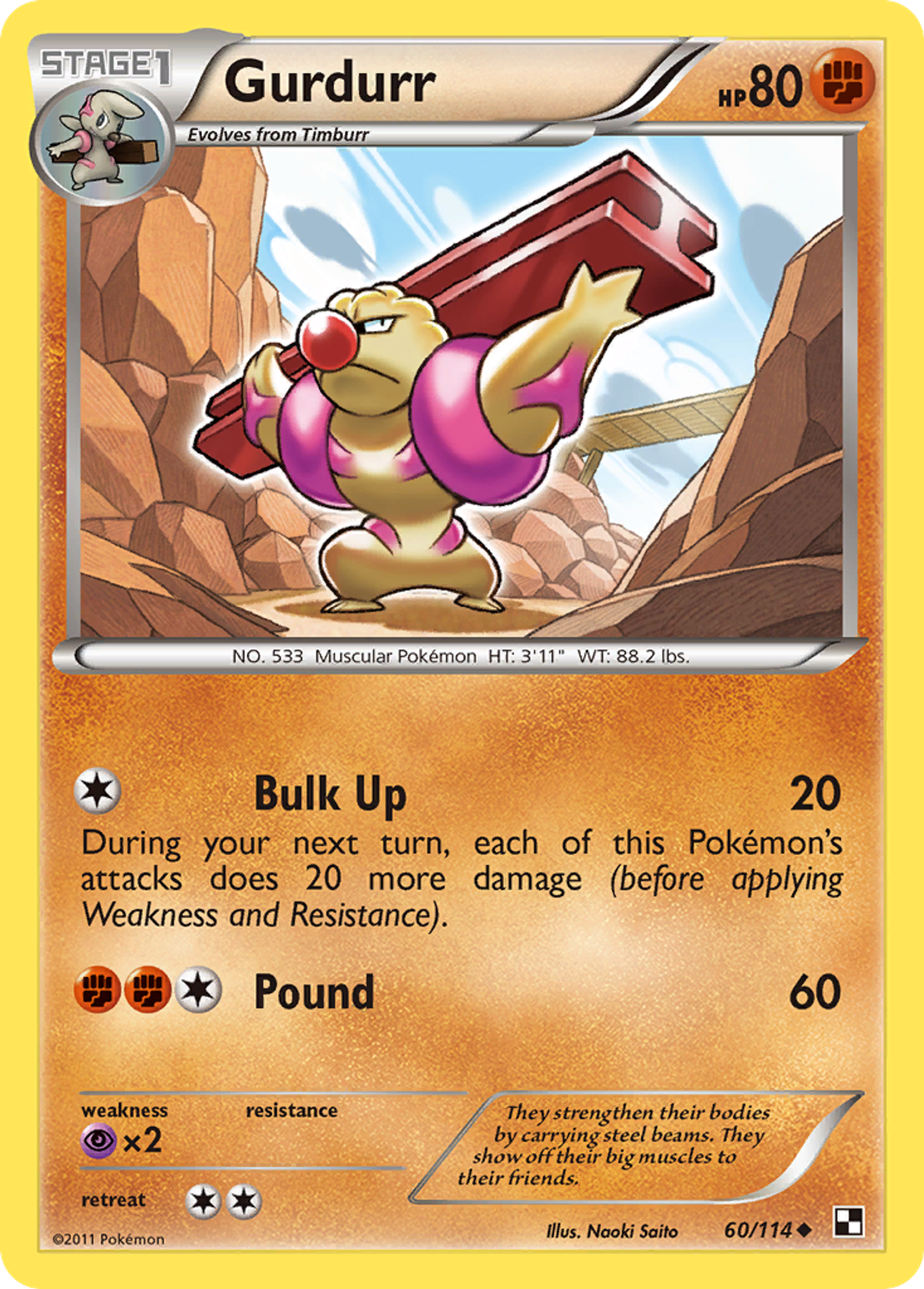 Gurdurr — Black and White — Pokemon