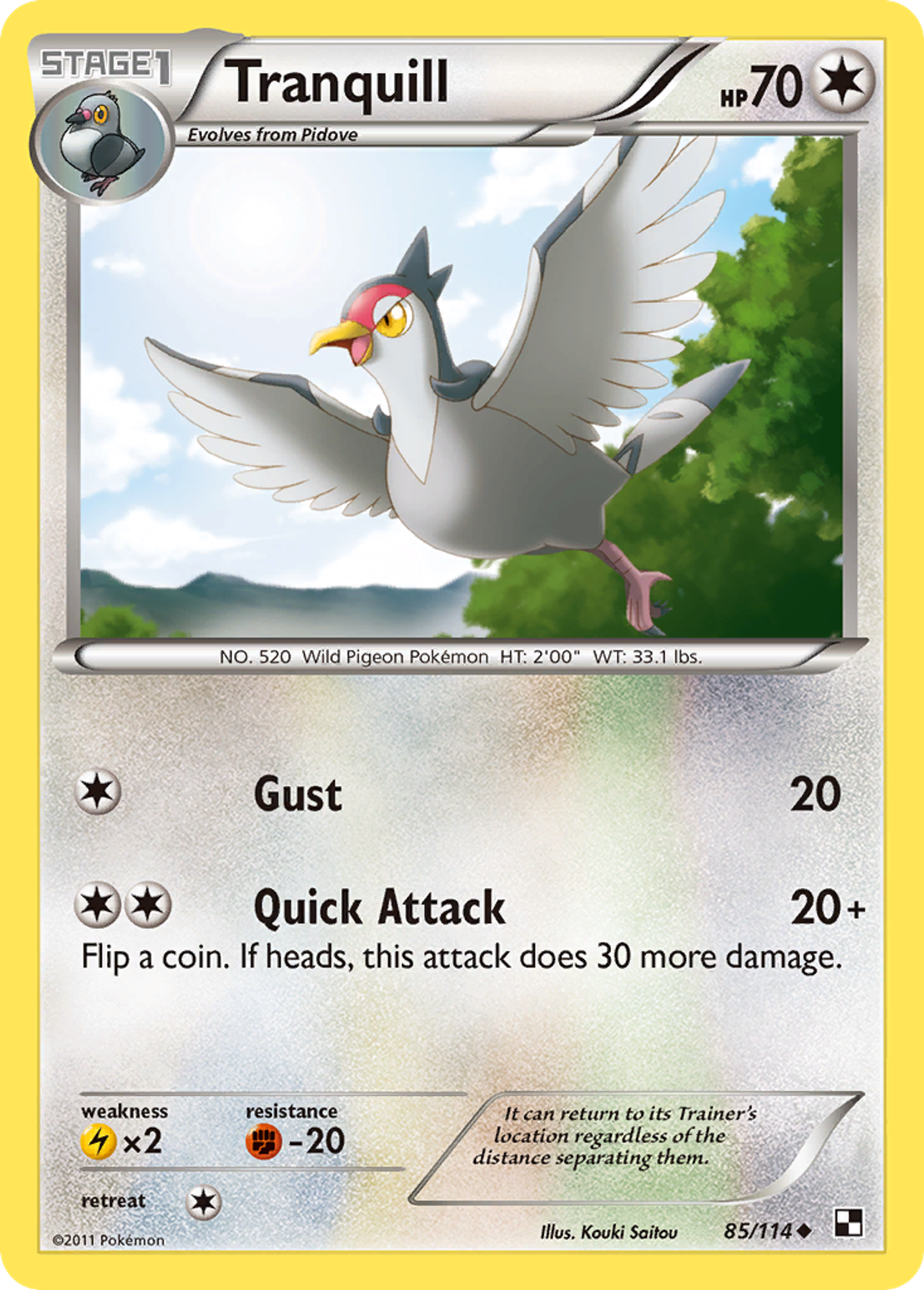 Tranquill — Black and White — Pokemon