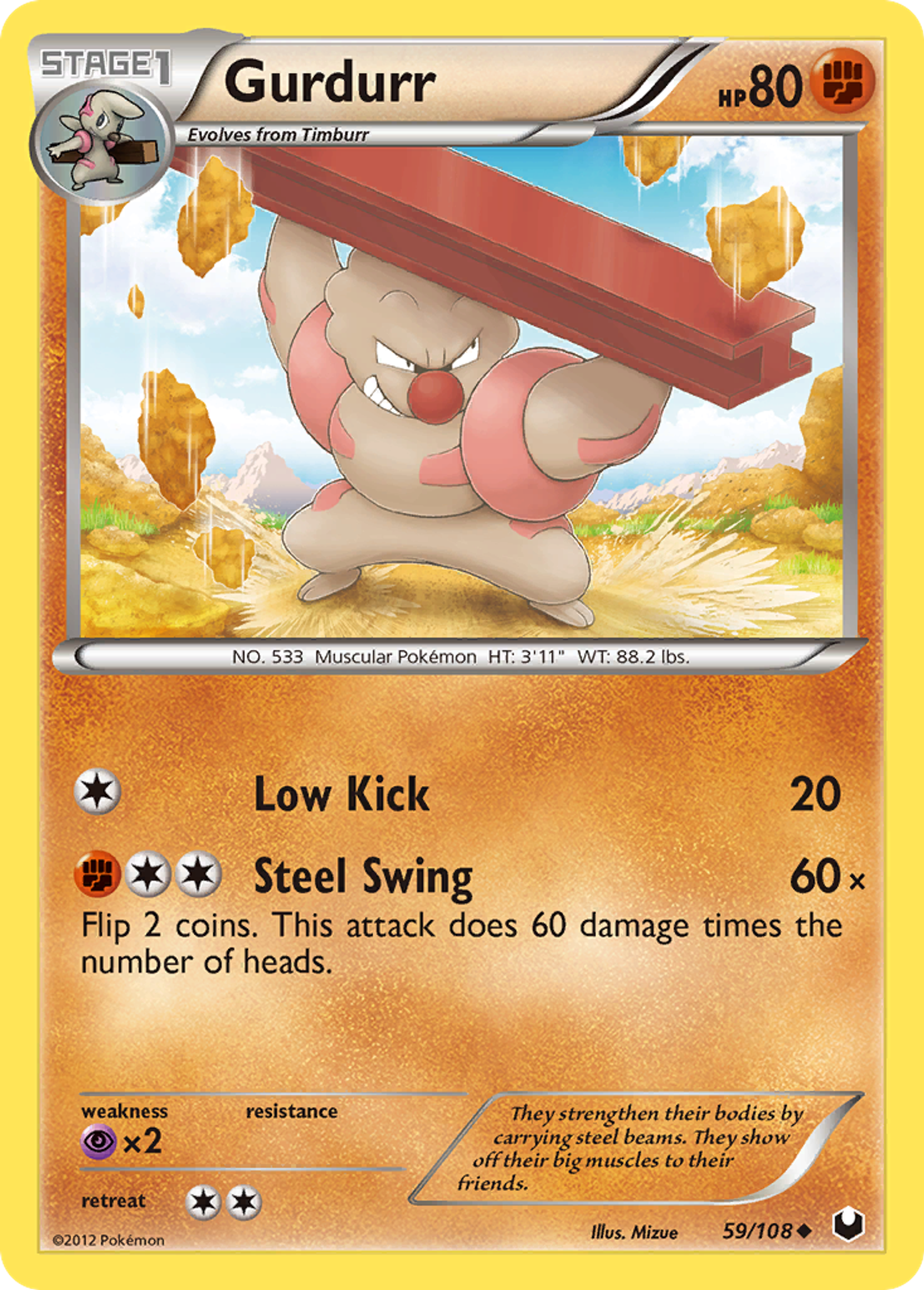 Gurdurr — Dark Explorers — Pokemon