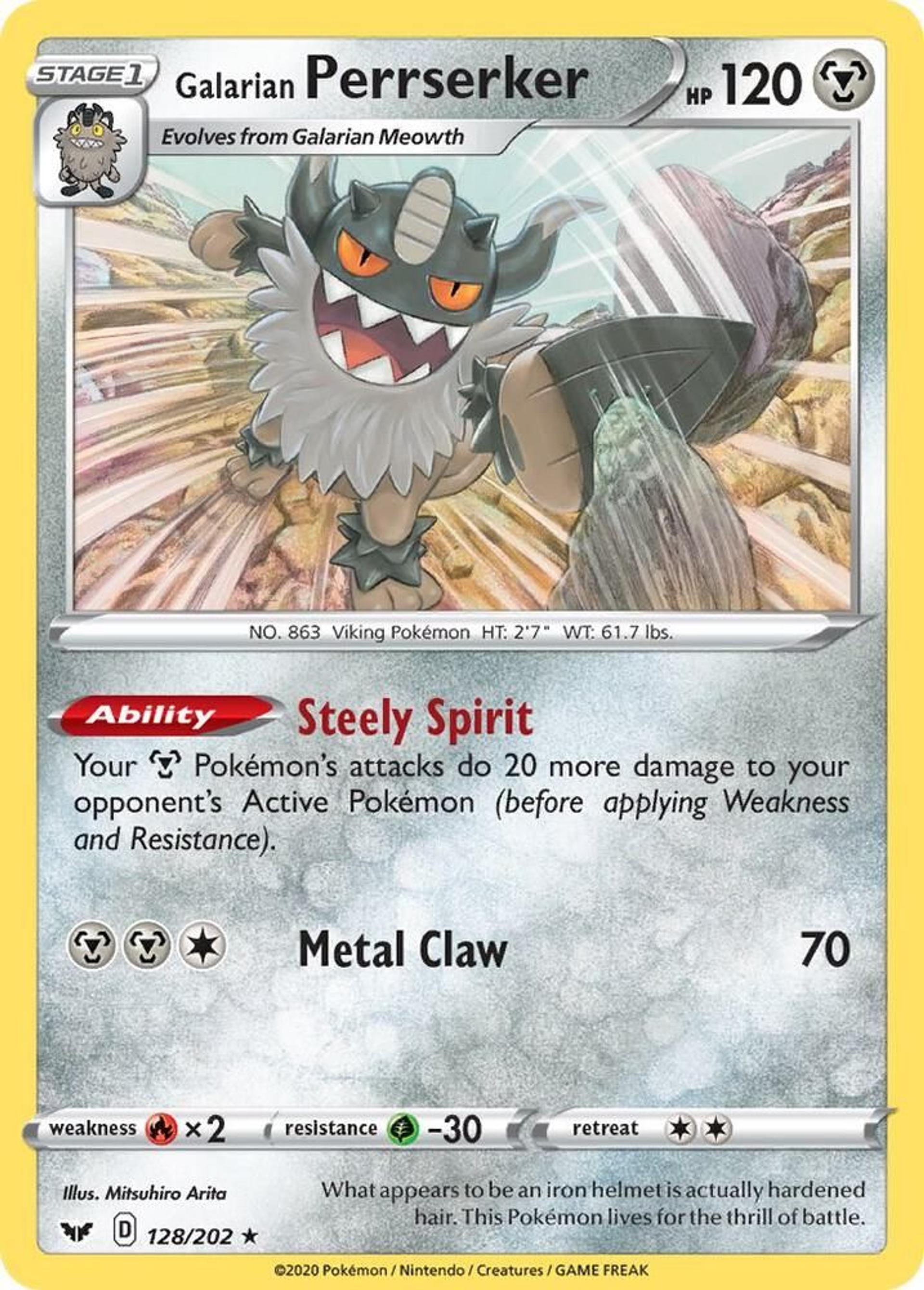 Galarian Perrserker 128/202 — Deck Exclusives — Pokemon