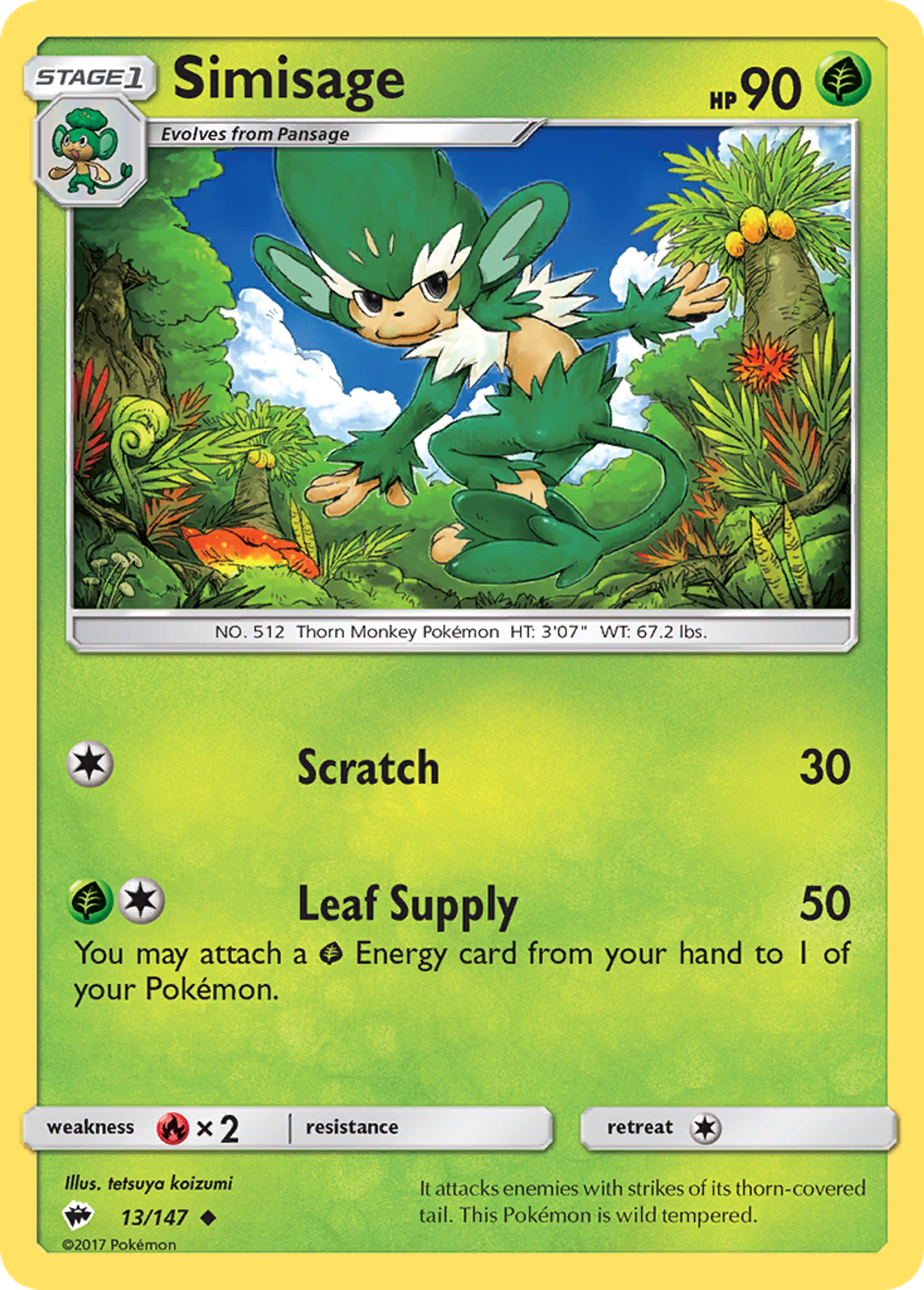 Simisage — SM - Burning Shadows — Pokemon