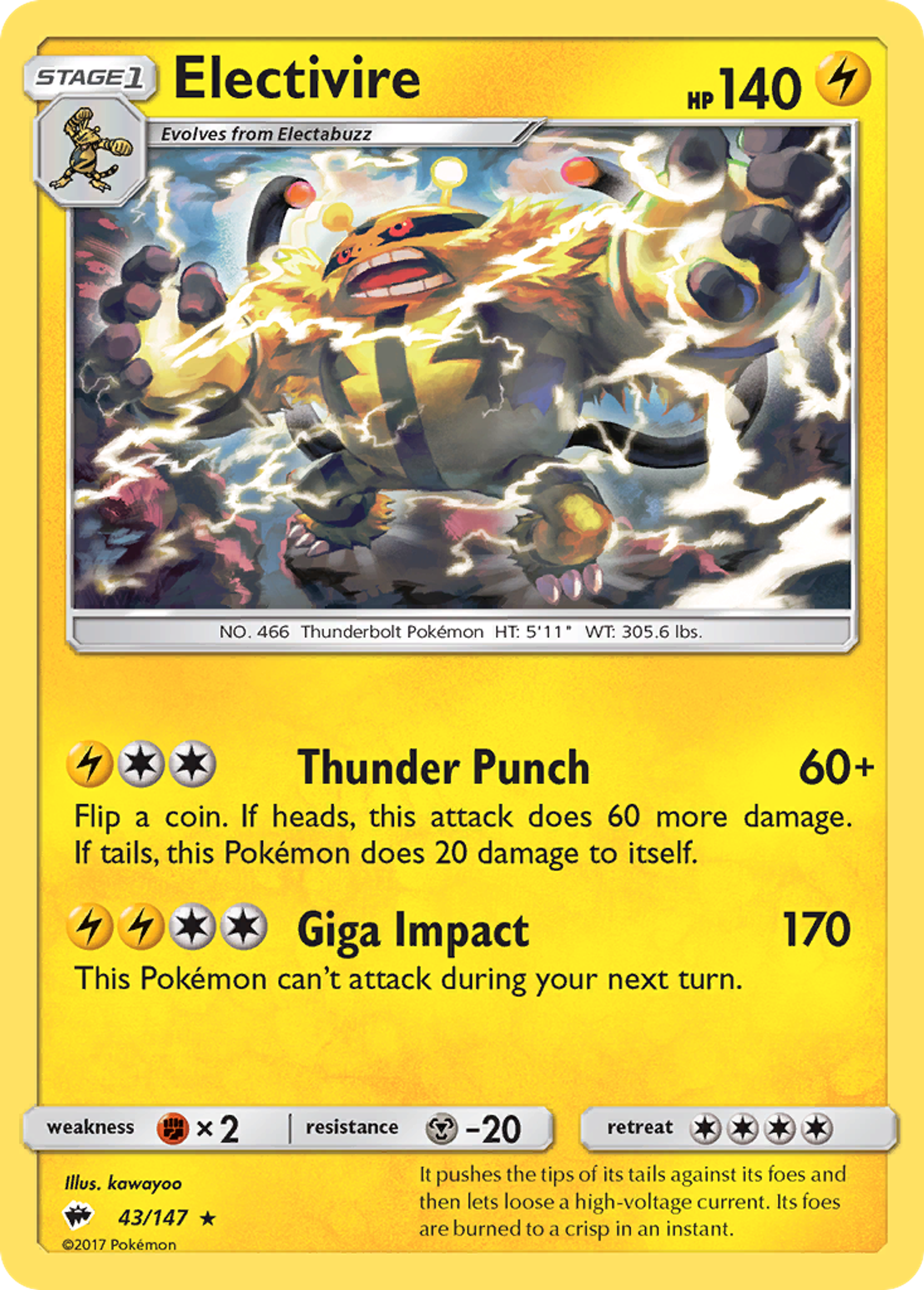 Electivire — SM - Burning Shadows — Pokemon