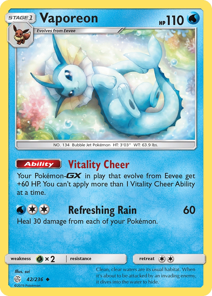 Vaporeon — SM - Cosmic Eclipse — Pokemon