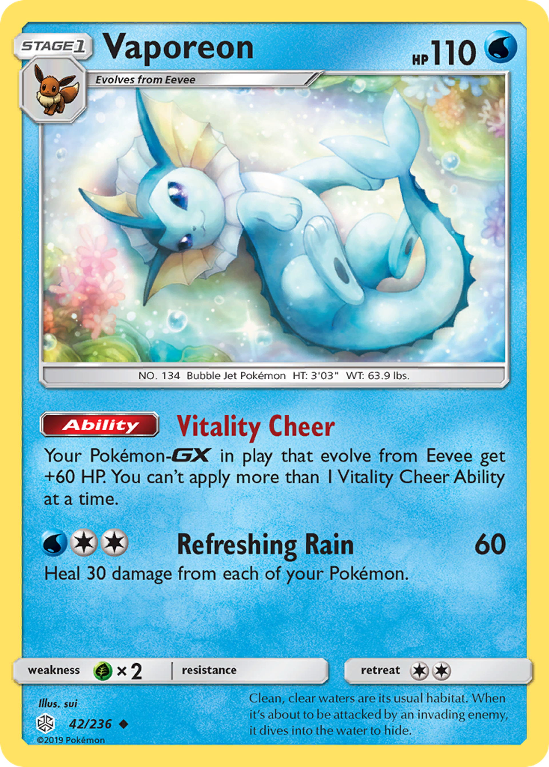 Vaporeon — SM - Cosmic Eclipse — Pokémon