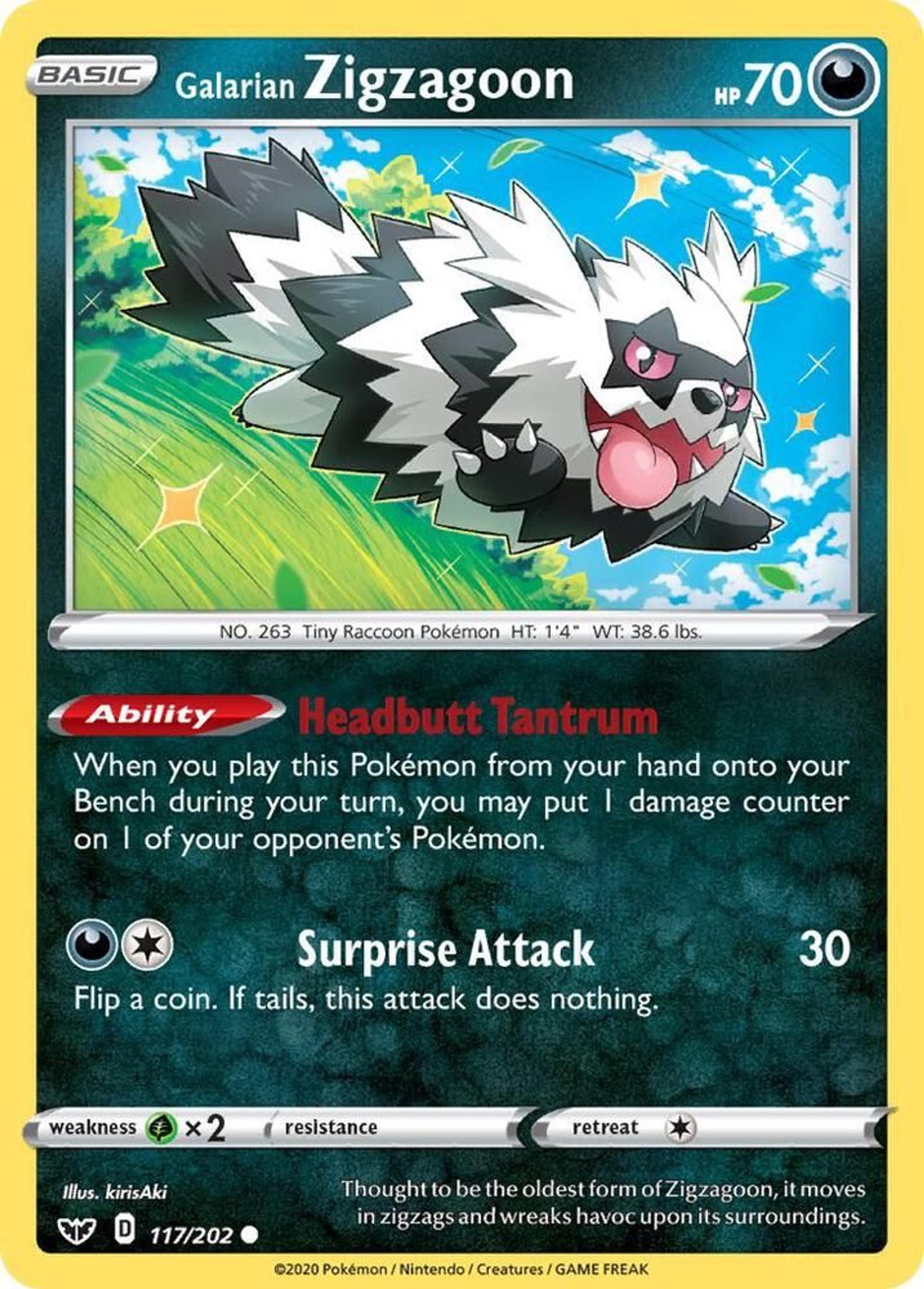 Galarian Zigzagoon — SWSH01: Sword & Shield Base Set — Pokemon
