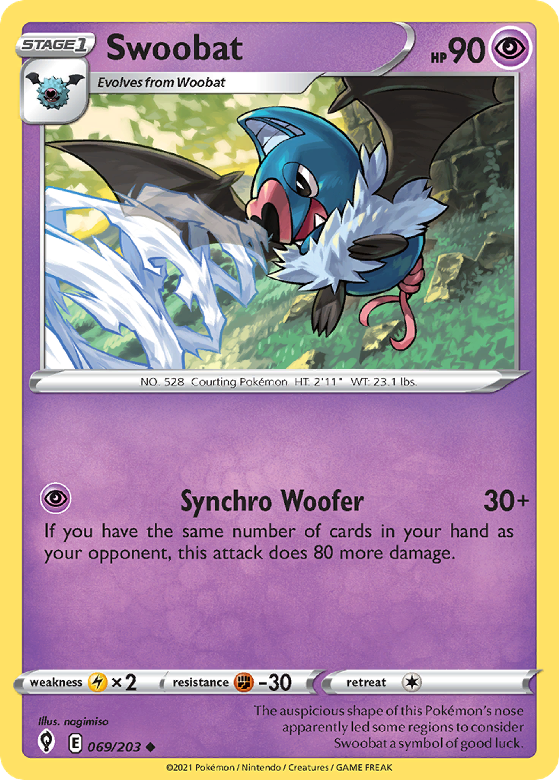 Swoobat — SWSH07: Evolving Skies — Pokémon