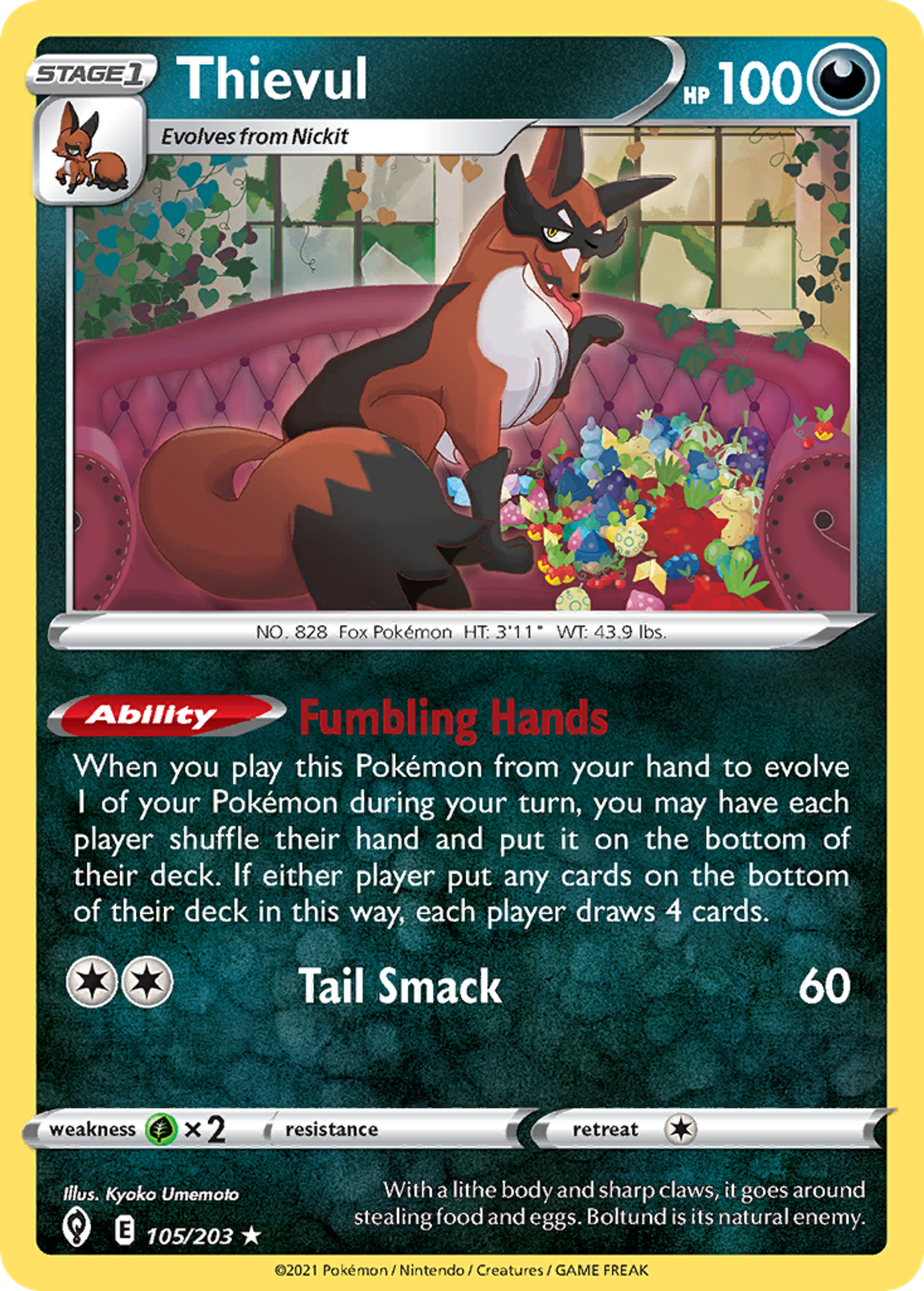 Thievul — SWSH07: Evolving Skies — Pokémon