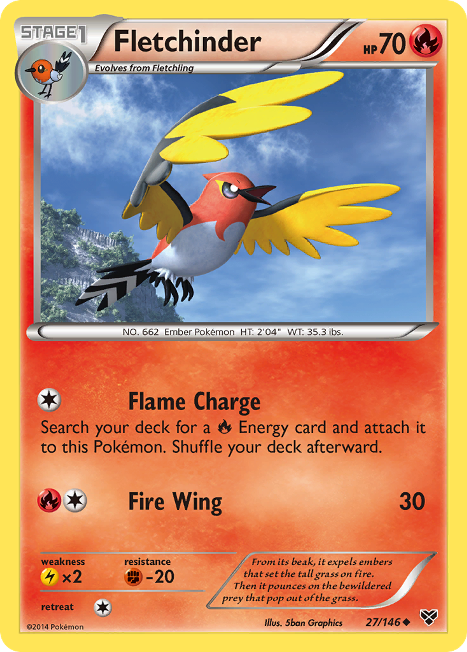 Fletchinder — XY Base Set — Pokemon