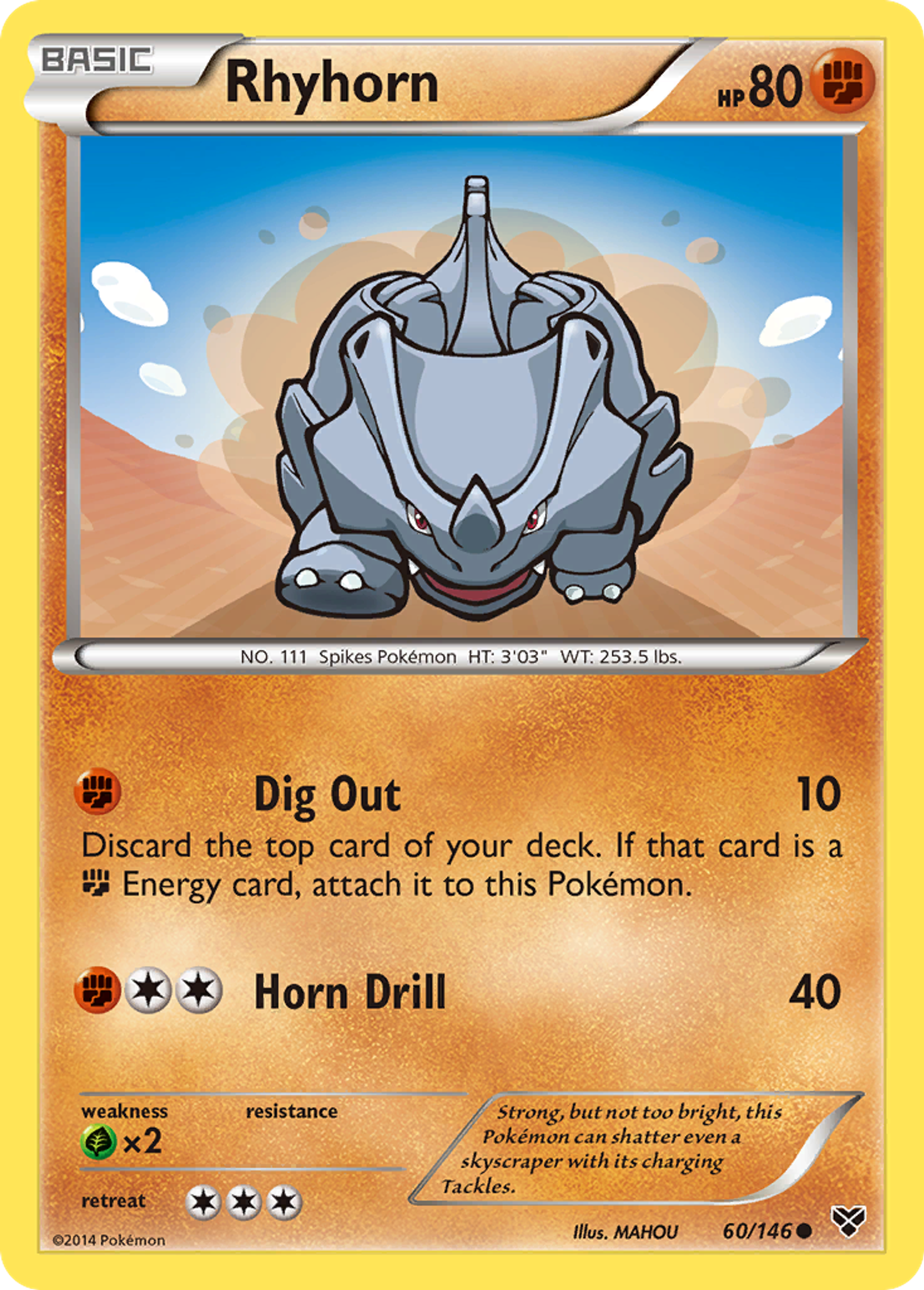 Rhyhorn — XY Base Set — Pokemon