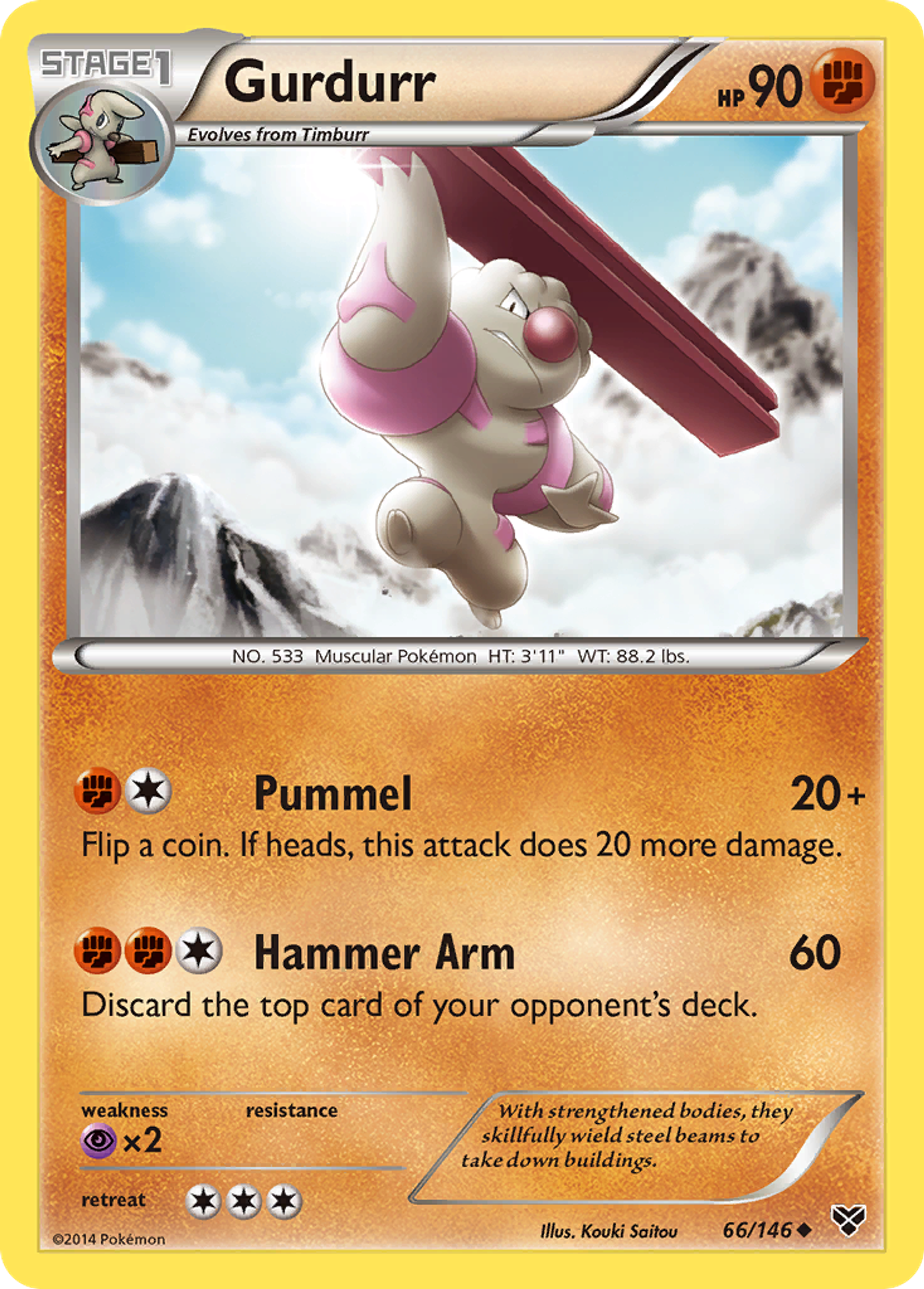 Gurdurr — XY Base Set — Pokemon