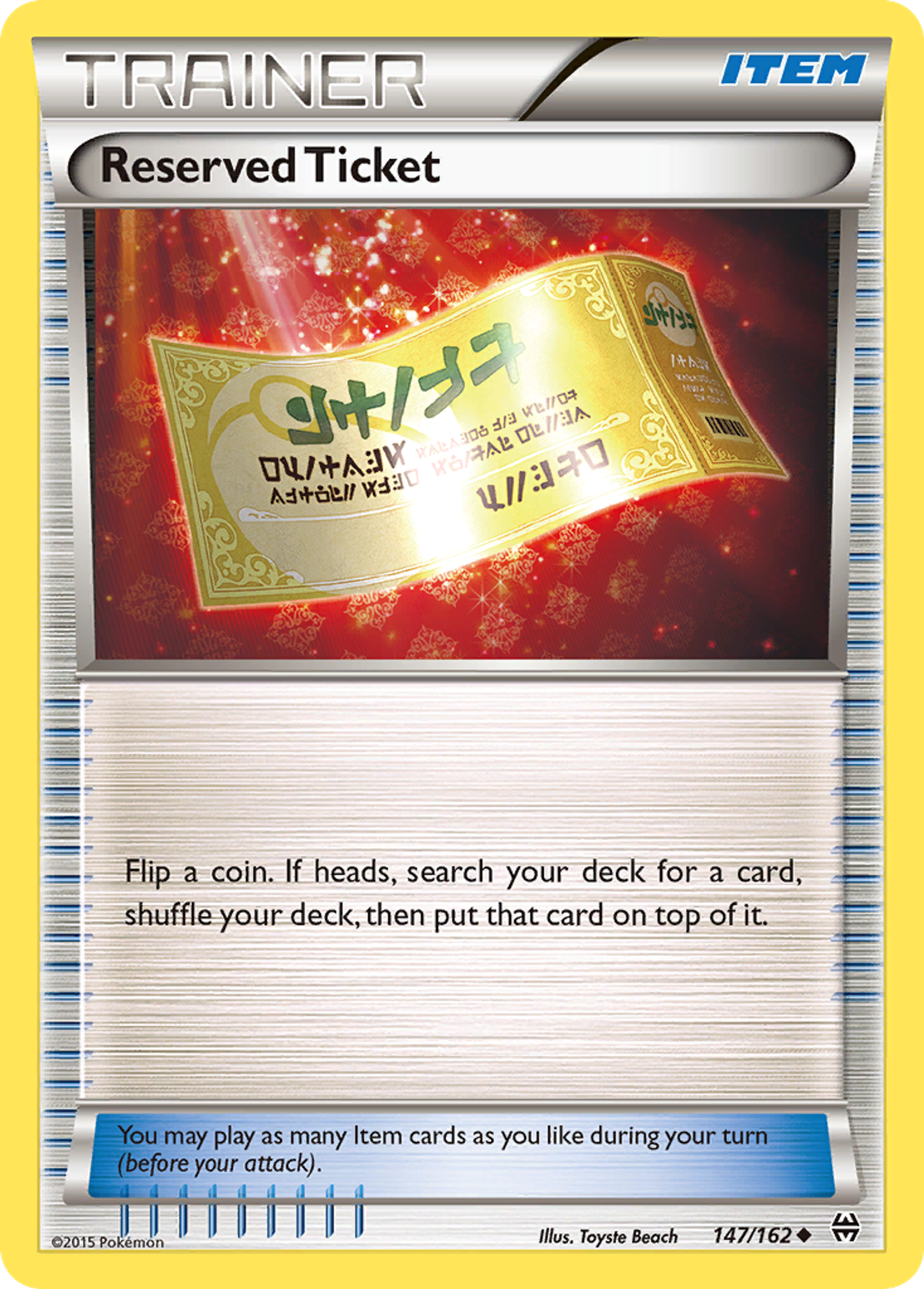 Billet Réservé — XY - BREAKthrough — Pokemon