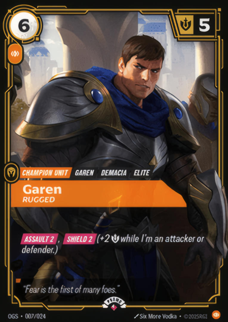 Garen - Rugged — Spiritforged - Promo Cards — Riftbound: League of Legends TCG