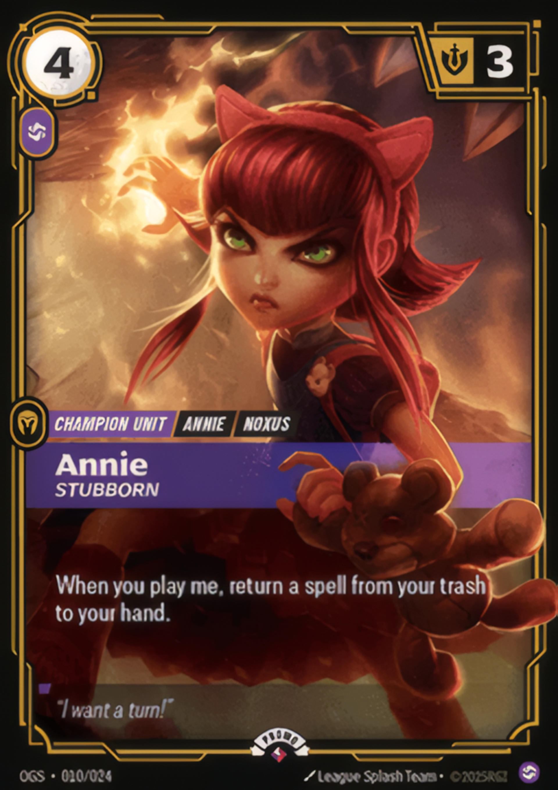 Annie - Stubborn — Spiritforged - Promo Cards — Riftbound: League of Legends TCG