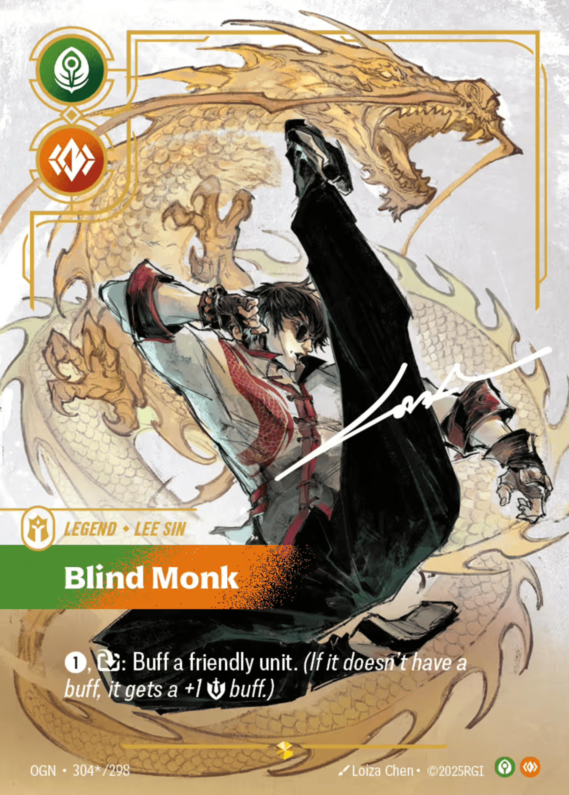 Lee Sin - Blind Monk (Signed) — Origins - Main Set — Riftbound: League of Legends TCG