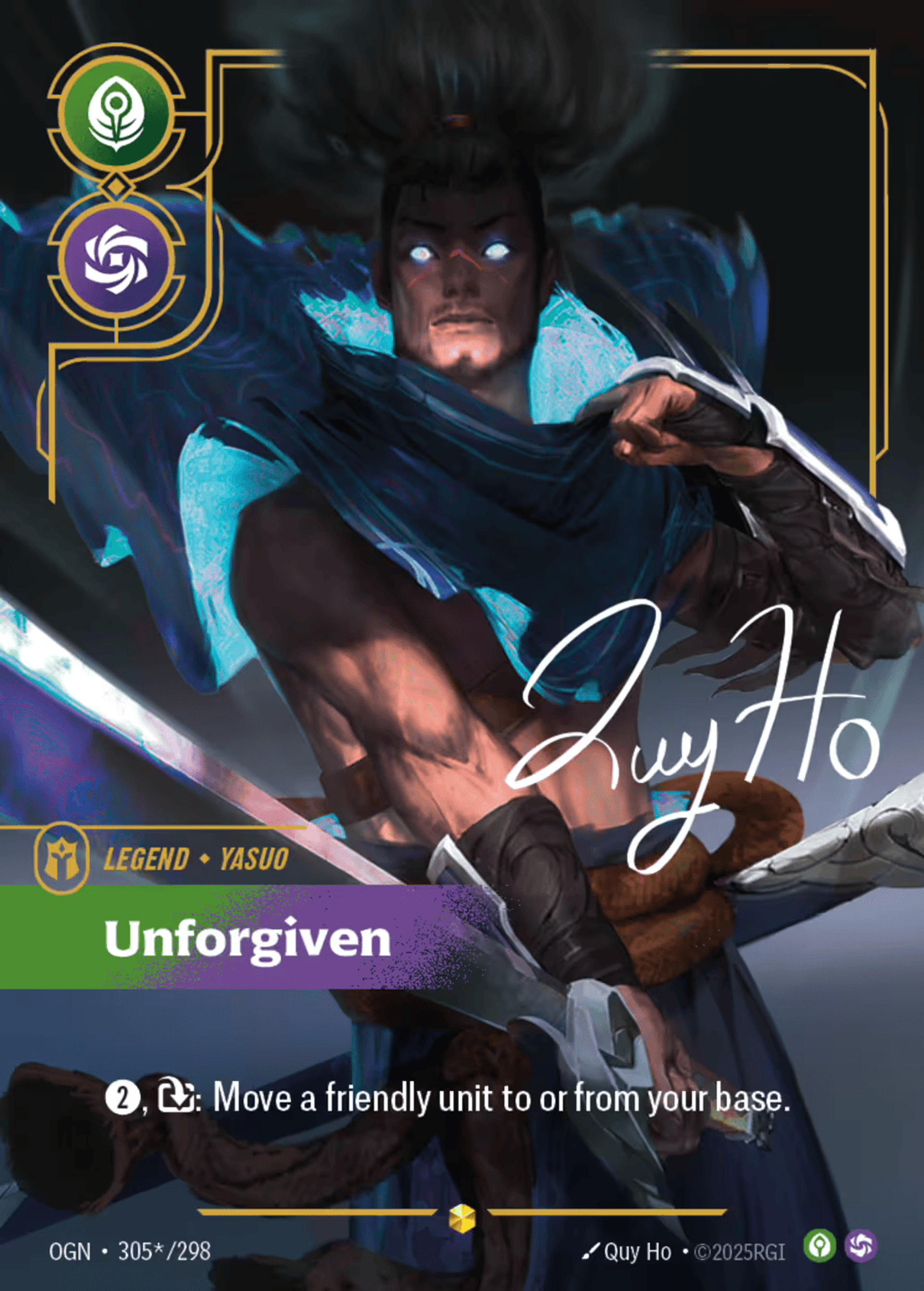 Yasuo - Unforgiven (Signed) — Origins - Main Set — Riftbound: League of Legends TCG
