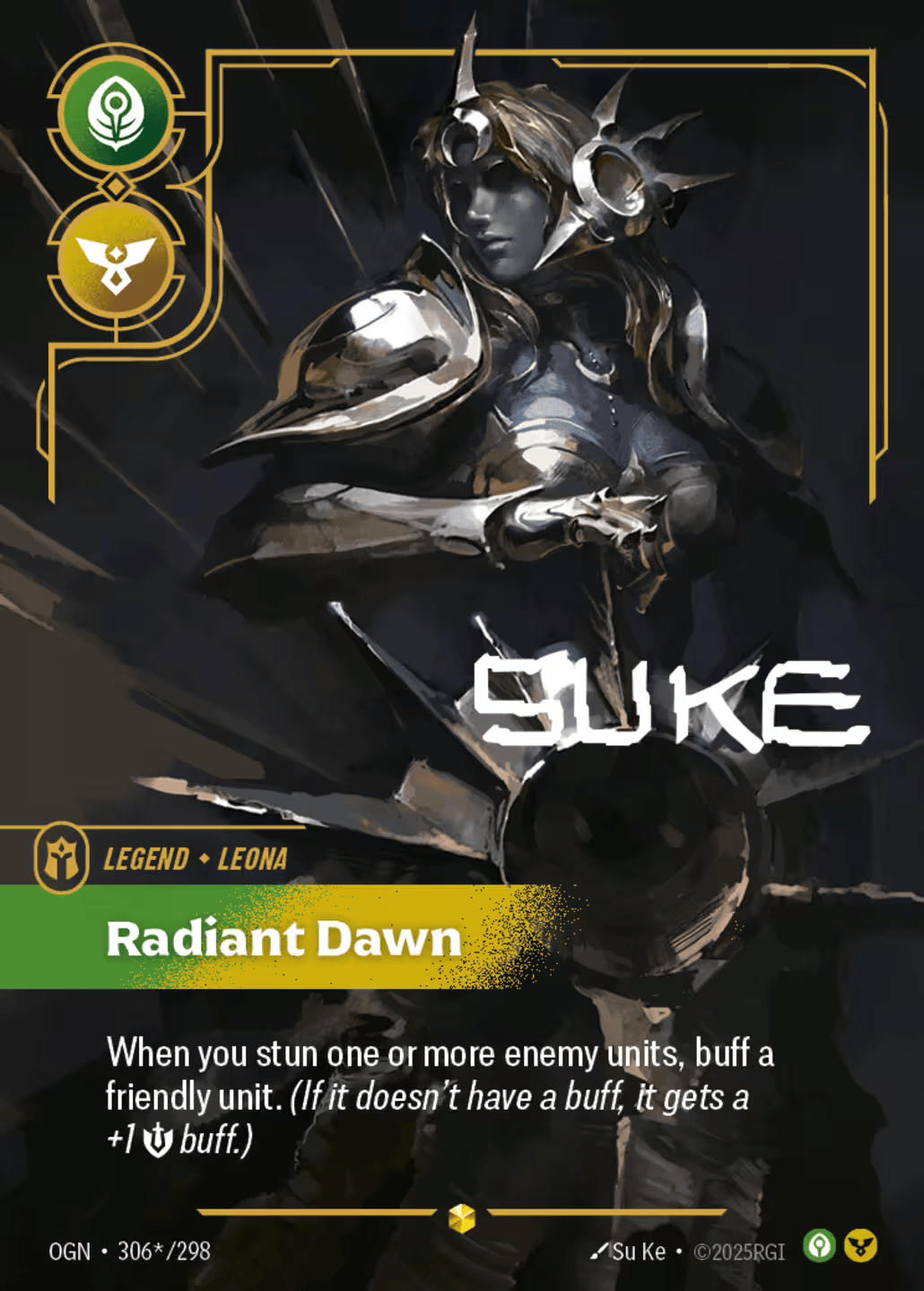 Leona - Radiant Dawn (Signed) — Origins - Main Set — Riftbound: League of Legends TCG