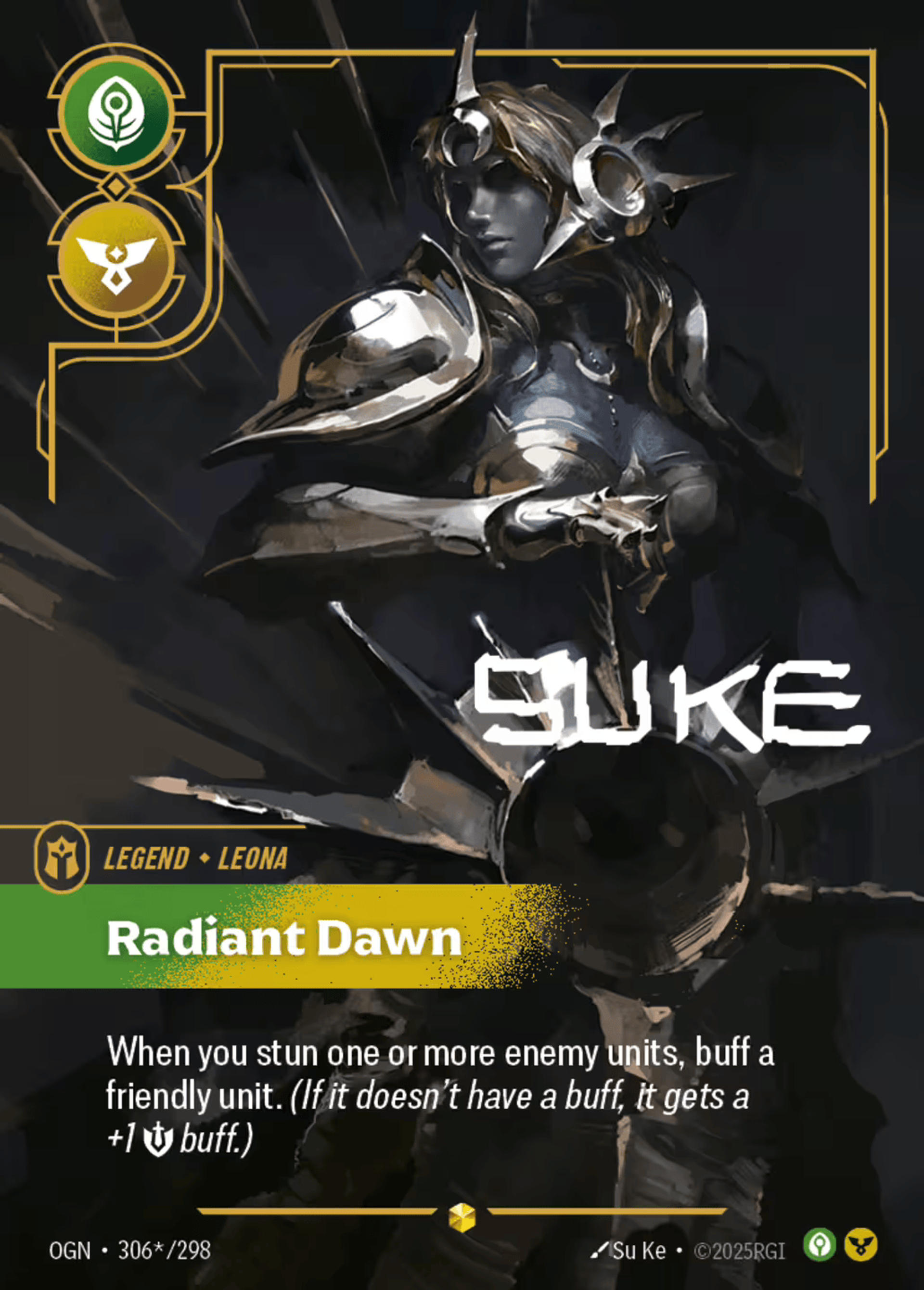 Leona - Radiant Dawn (Signed) — Origins - Main Set — Riftbound: League of Legends TCG