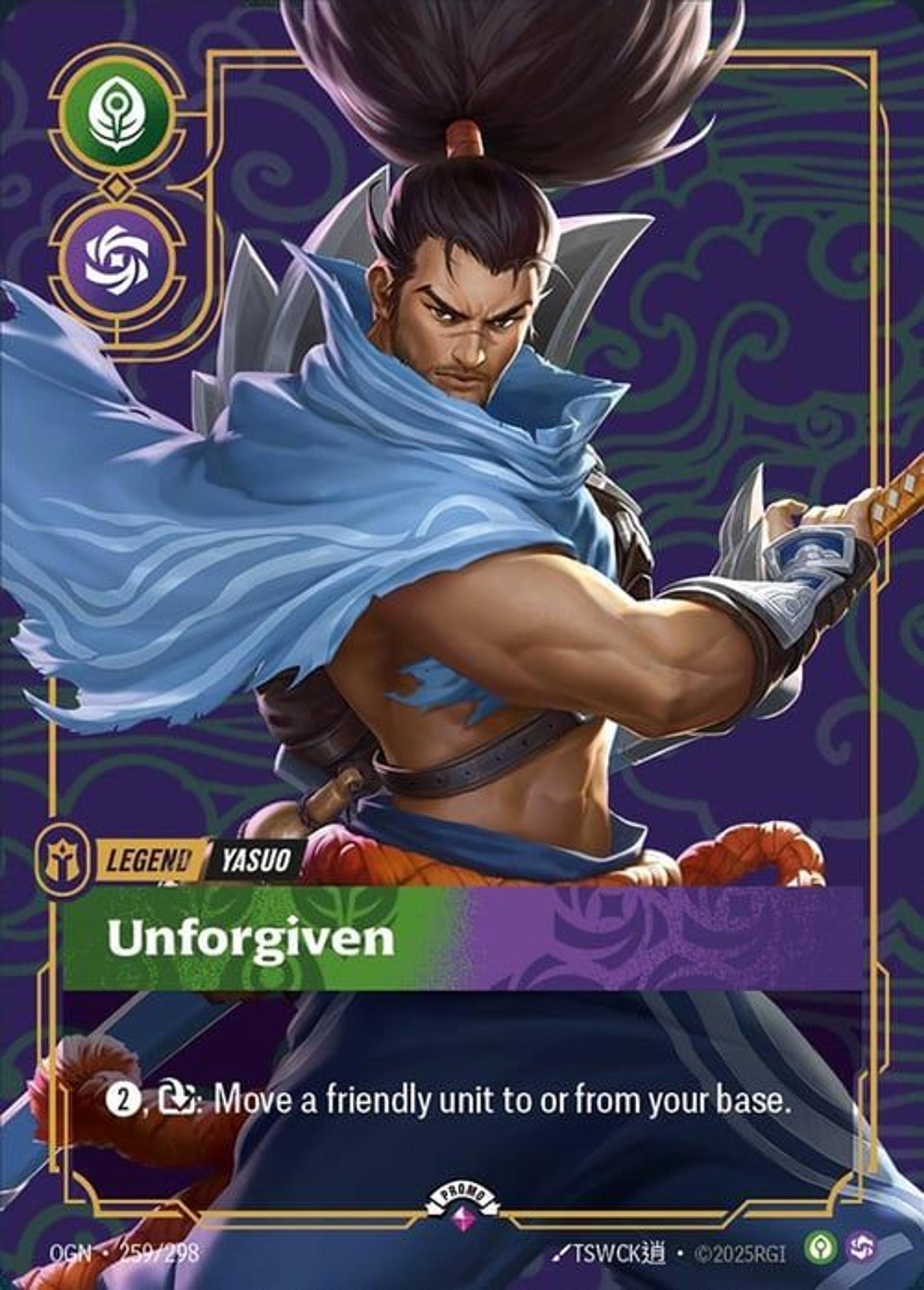Yasuo - Unforgiven — Origins - Promo Cards — Riftbound: League of Legends TCG