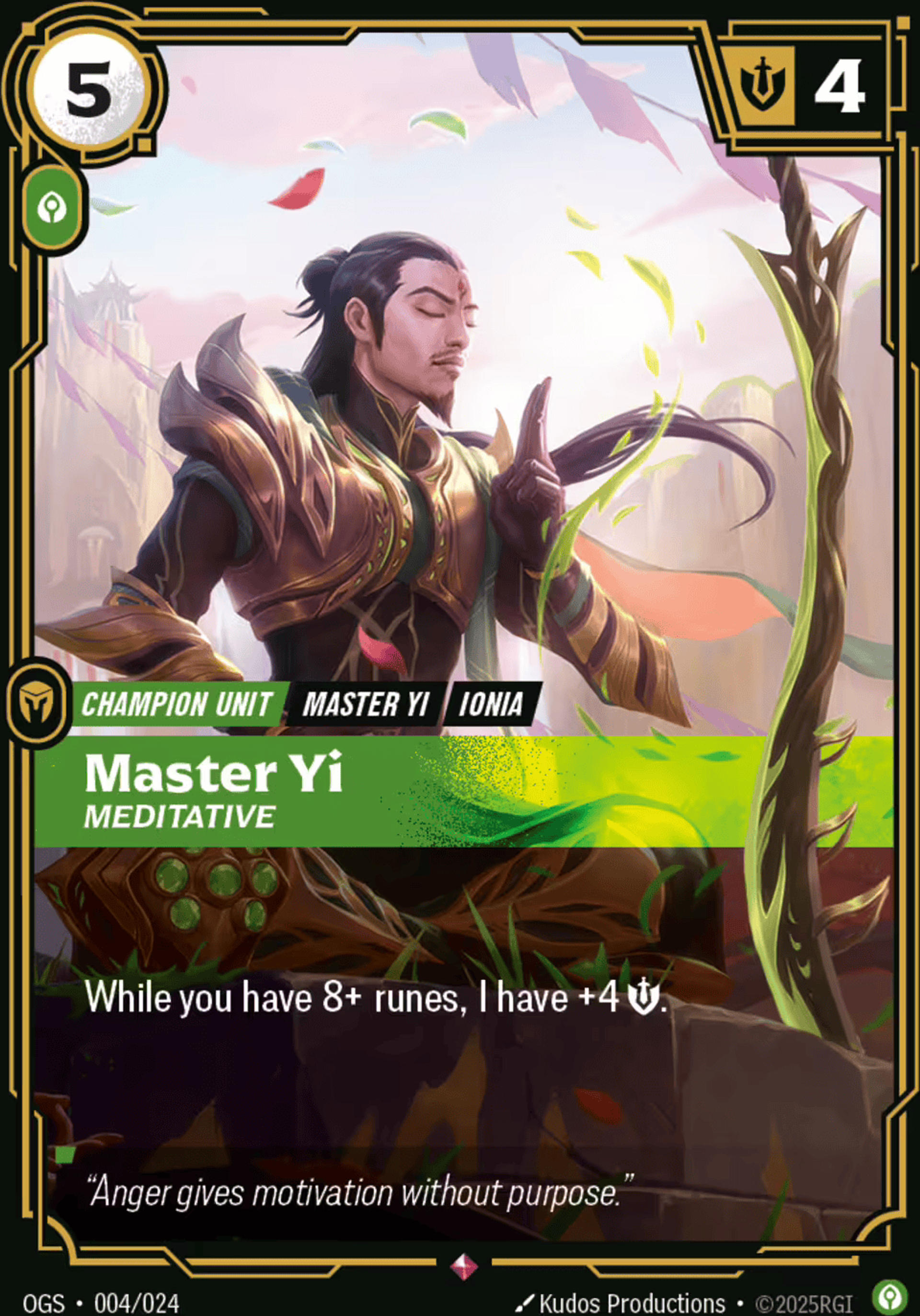 Master Yi - Meditative — Origins - Proving Grounds — Riftbound: League of Legends TCG