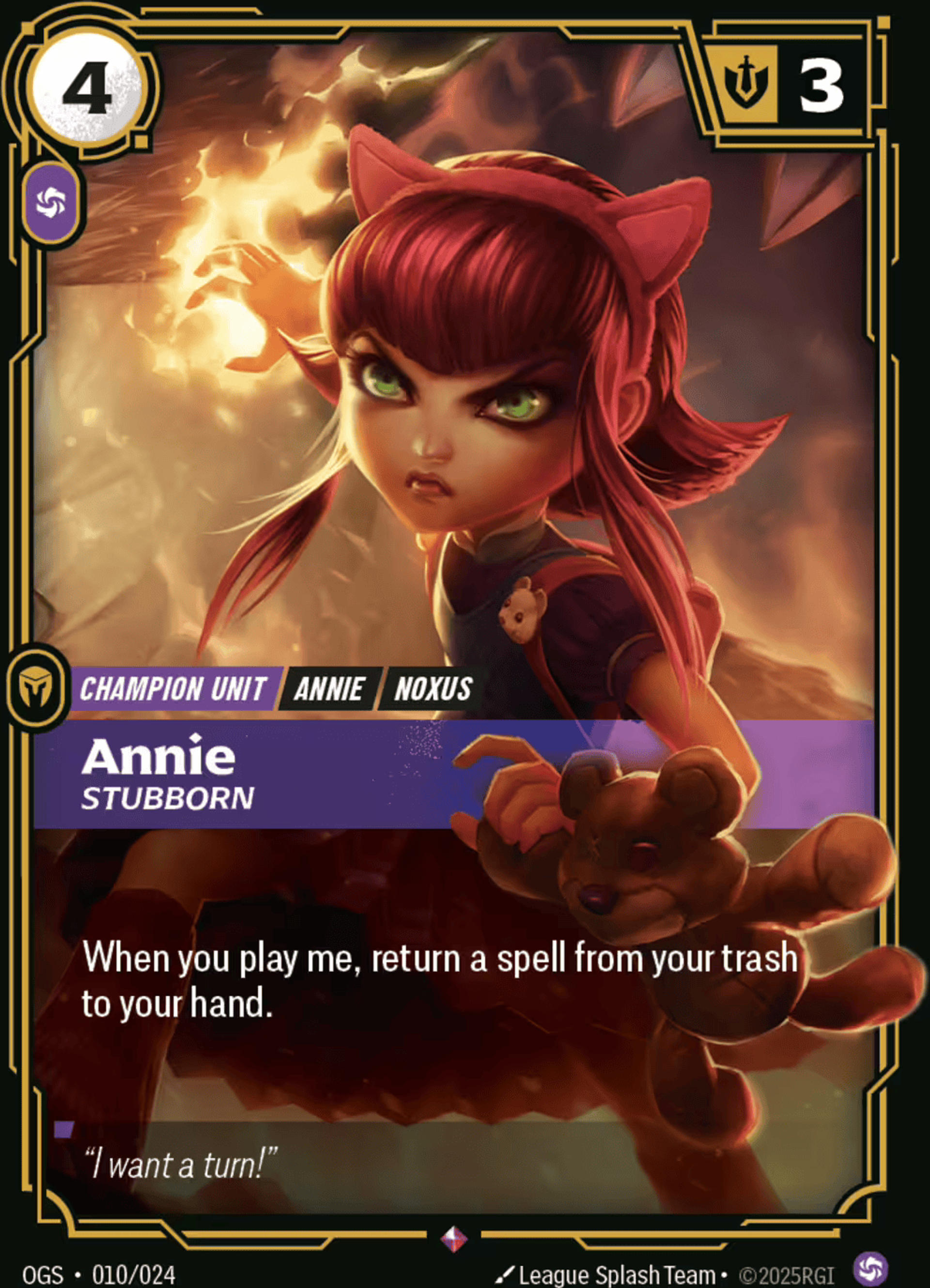 Annie - Stubborn — Origins - Proving Grounds — Riftbound: League of Legends TCG