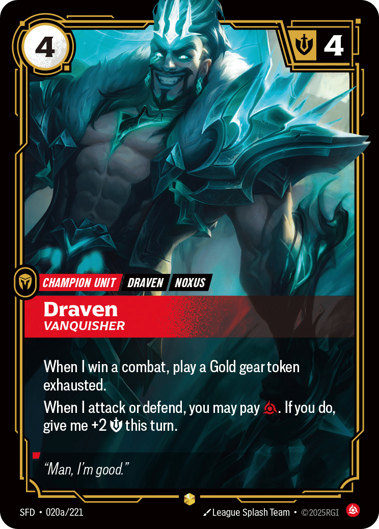 Draven - Vanquisher (Alternate Art) — Spiritforged — Riftbound: League of Legends TCG