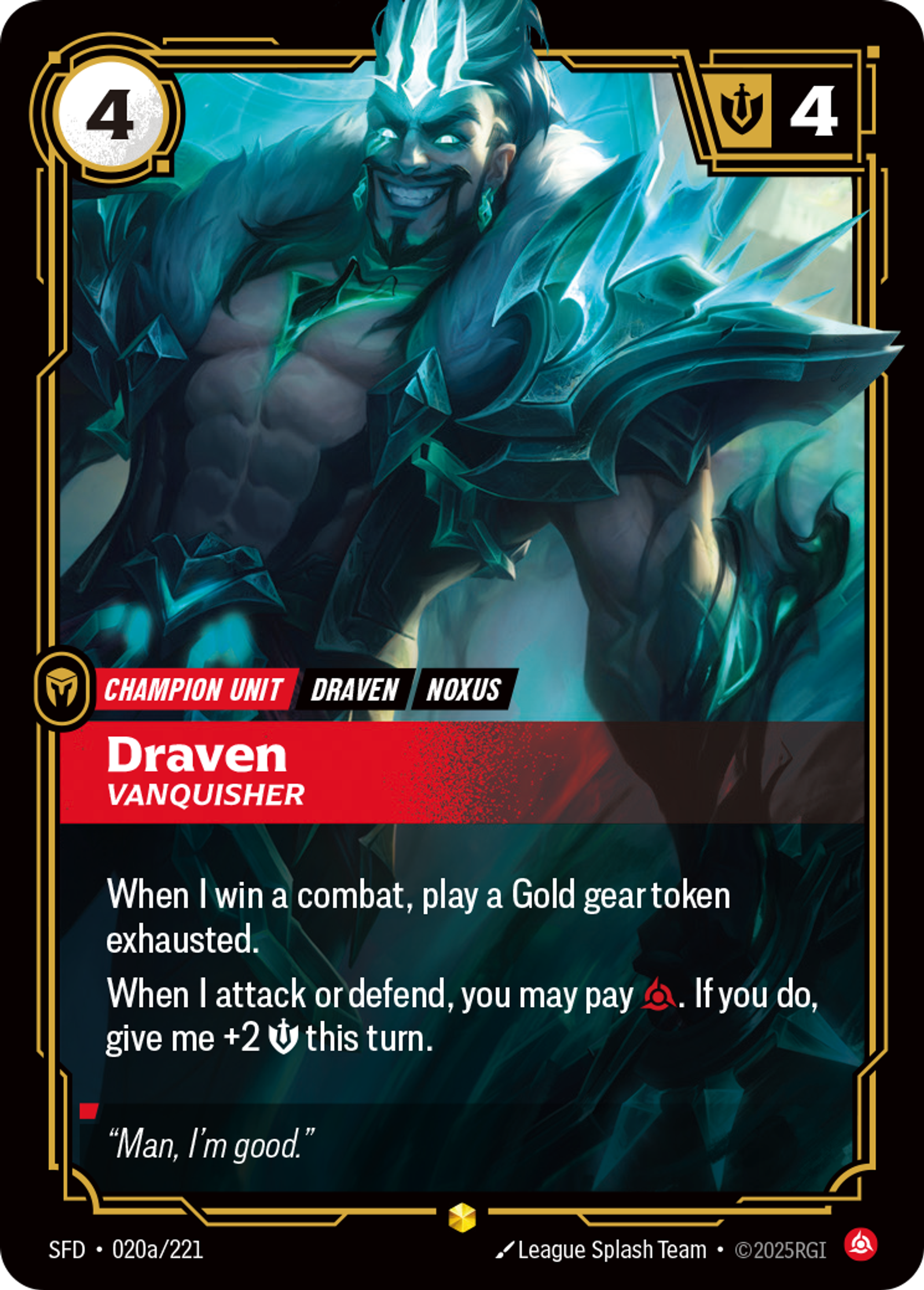 Draven - Vanquisher (Alternate Art) — Spiritforged — Riftbound: League of Legends TCG