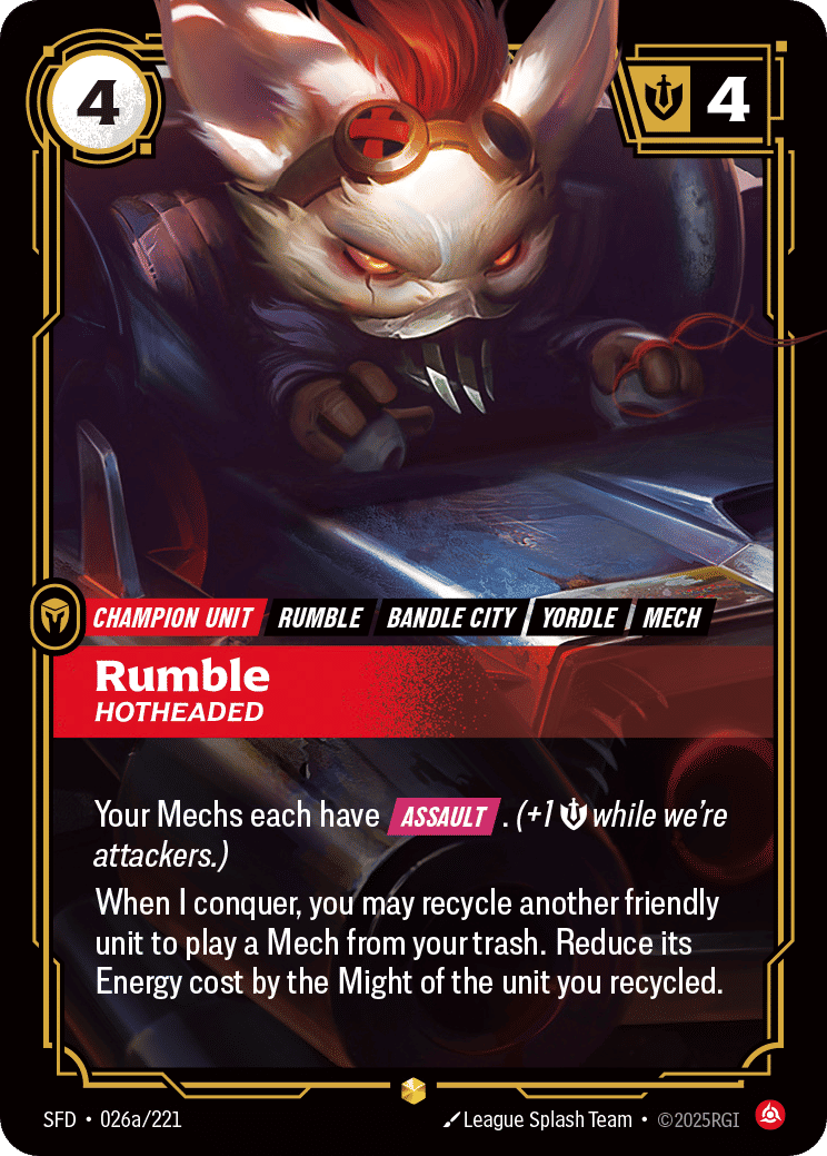Rumble - Hotheaded (Alternate Art) — Spiritforged — Riftbound: League of Legends TCG