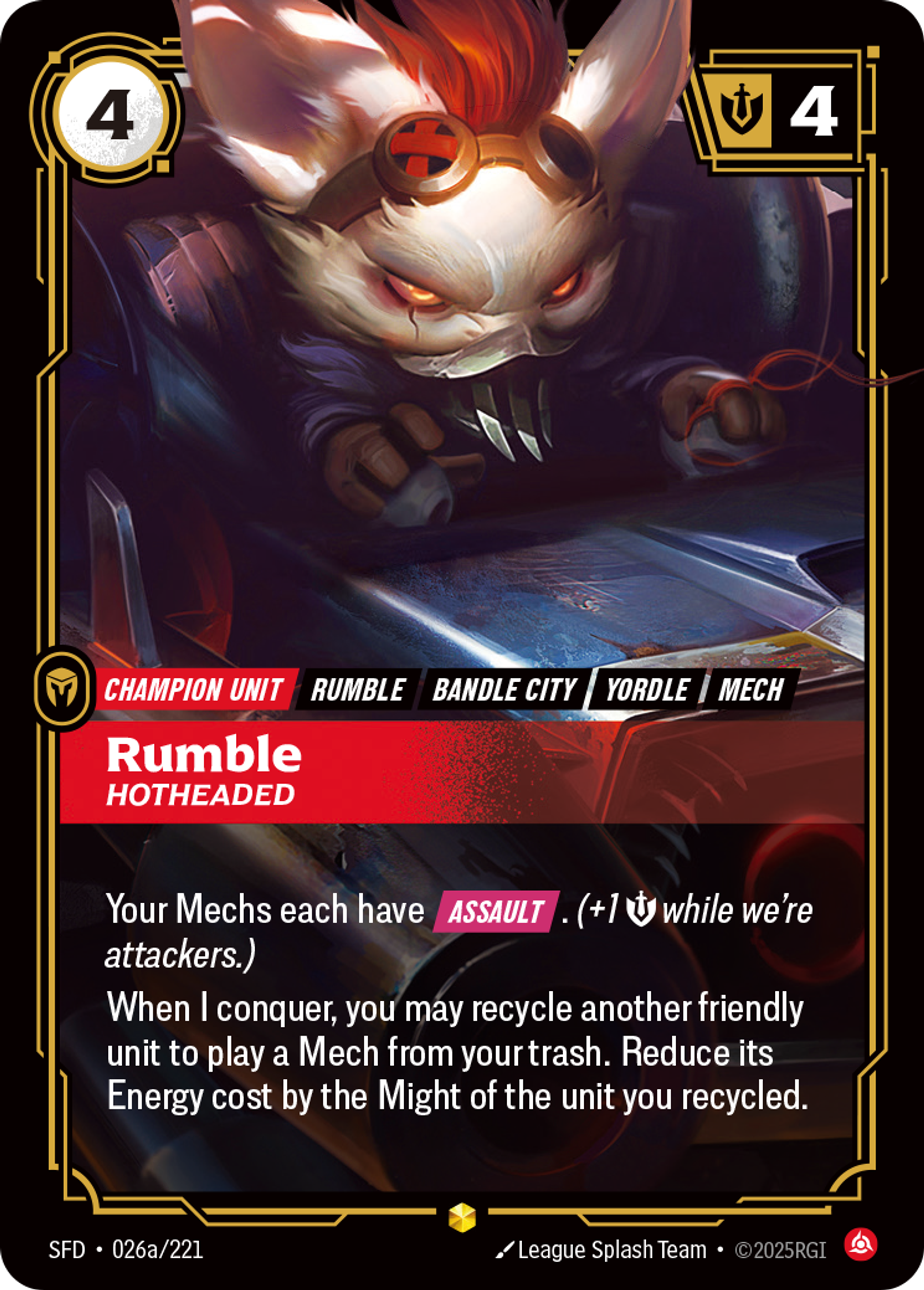Rumble - Hotheaded (Alternate Art) — Spiritforged — Riftbound: League of Legends TCG